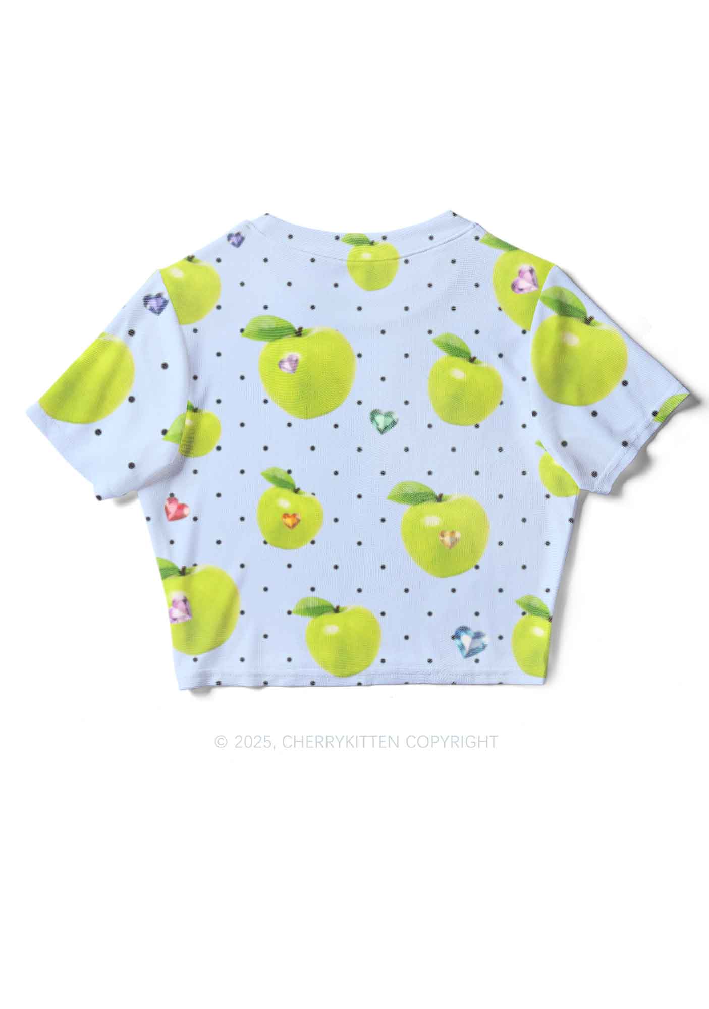Chic Green Apple Y2K Mesh Crop Top Cherrykitten - Image 5