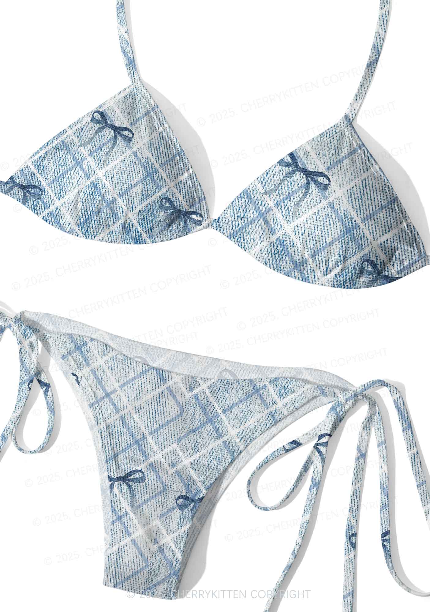 Chic Plaid Bow Y2K Print Bikini Set Cherrykitten - Image 3