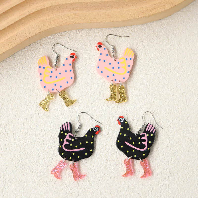 Chicken In Shining Boots Earrings - Image 2