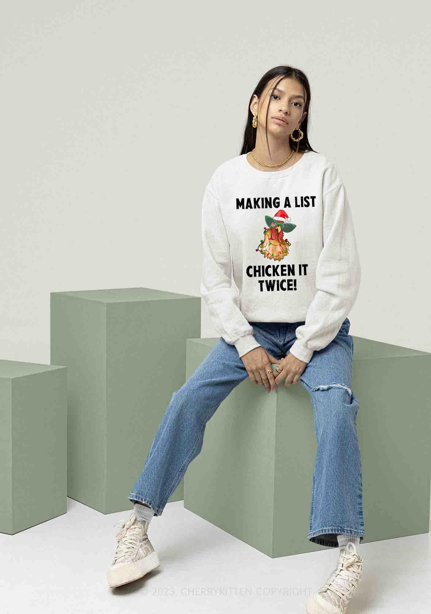 Chicken It Twice Christmas Y2K Sweatshirt Cherrykitten - Image 2