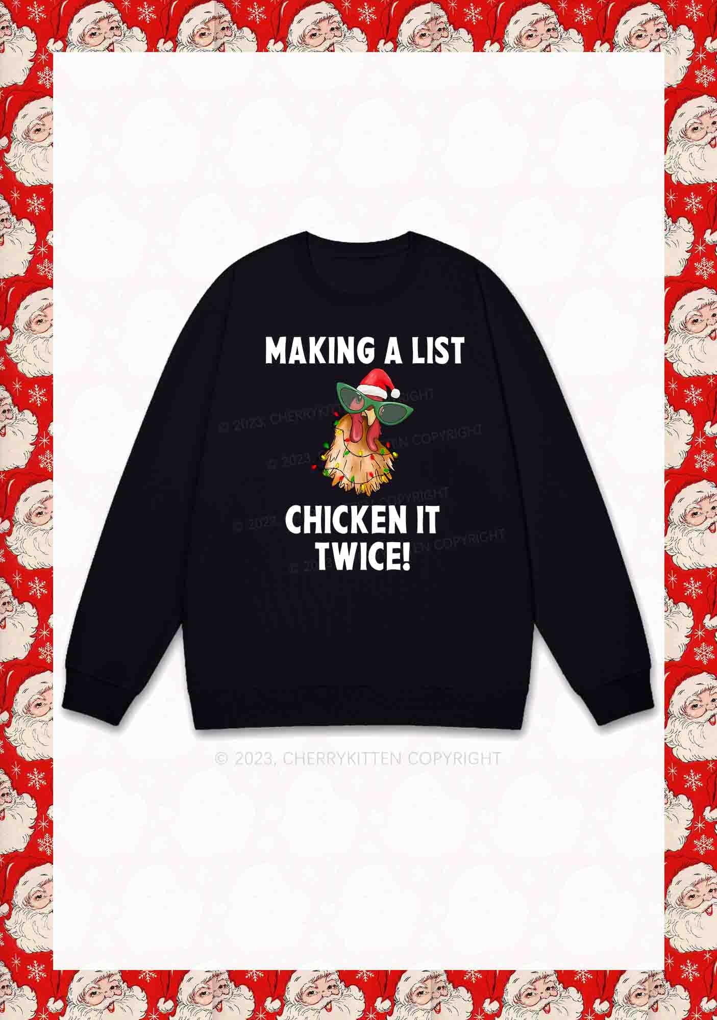 Chicken It Twice Christmas Y2K Sweatshirt Cherrykitten - Image 3