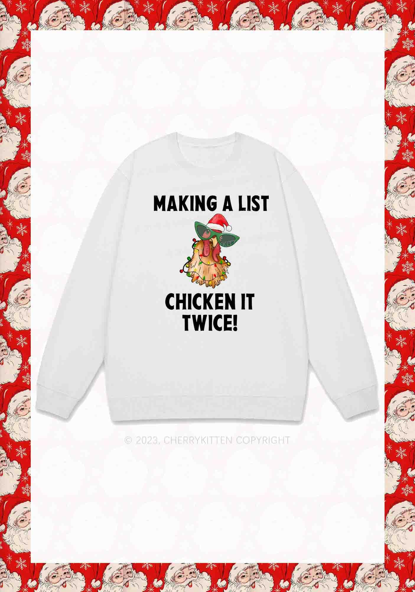 Chicken It Twice Christmas Y2K Sweatshirt Cherrykitten - Image 4