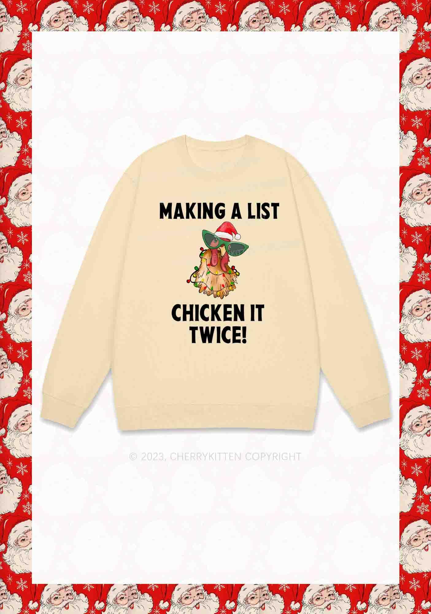 Chicken It Twice Christmas Y2K Sweatshirt Cherrykitten - Image 5