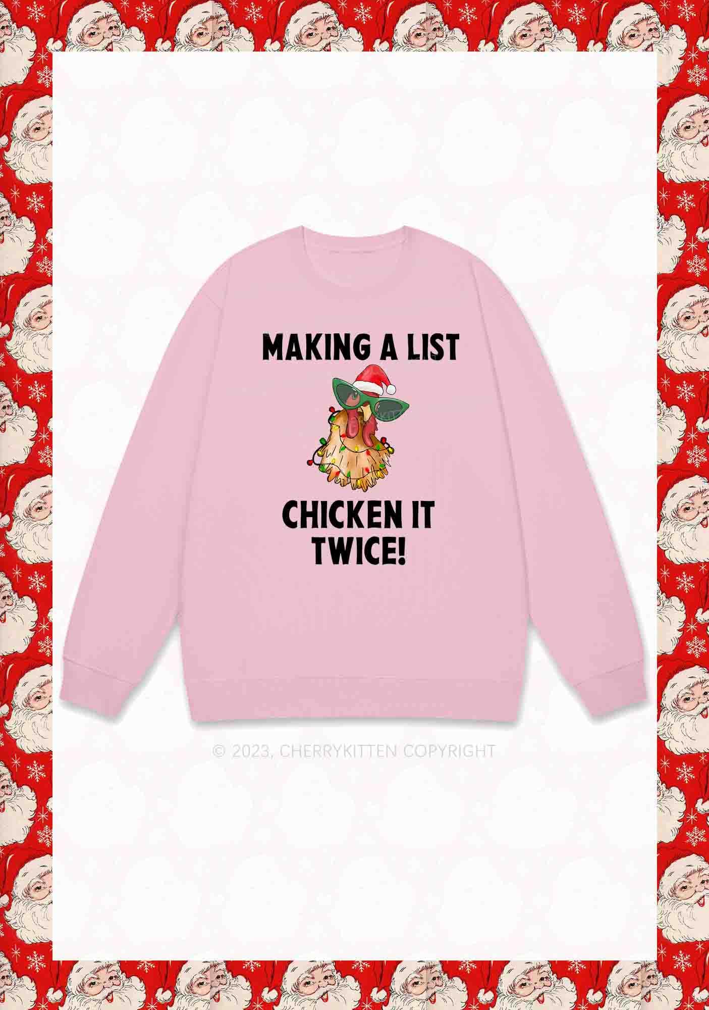 Chicken It Twice Christmas Y2K Sweatshirt Cherrykitten - Image 6
