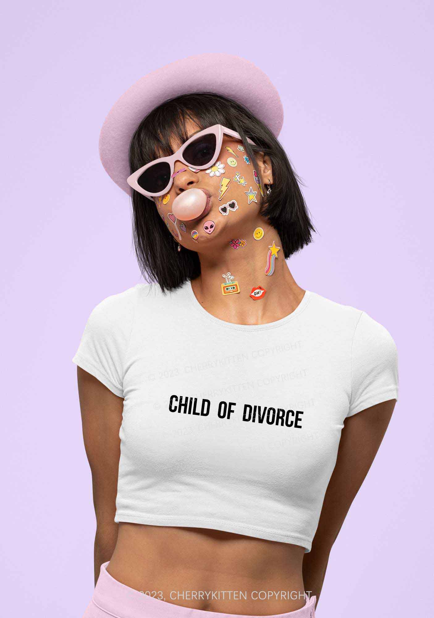 Child Of Divorce Y2K Baby Tee Cherrykitten - Image 2