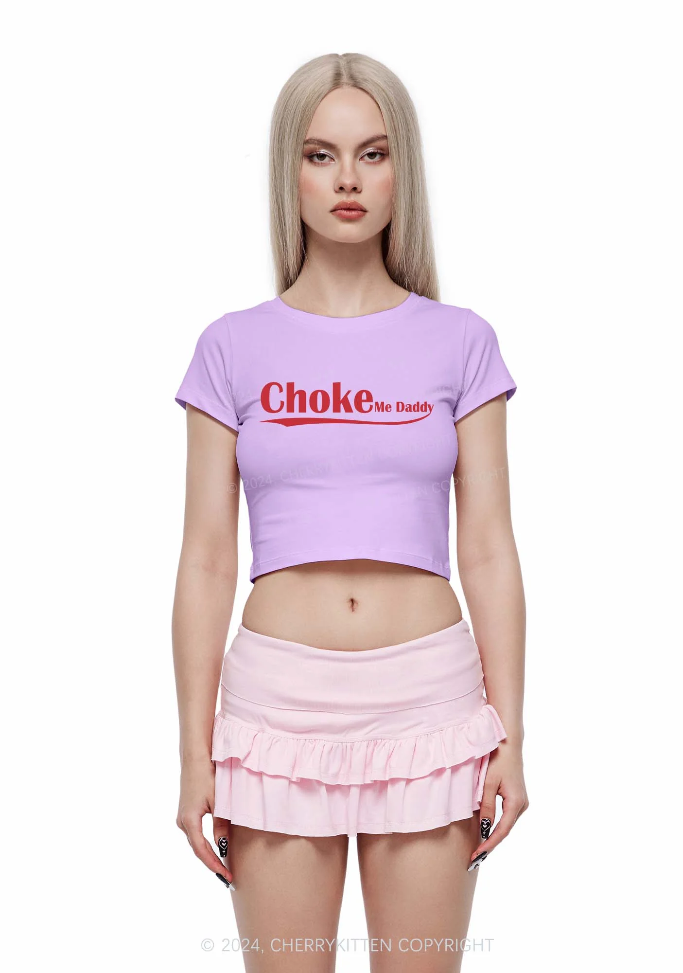 Choke Me Daddy Y2K Baby Tee Cherrykitten - Image 3