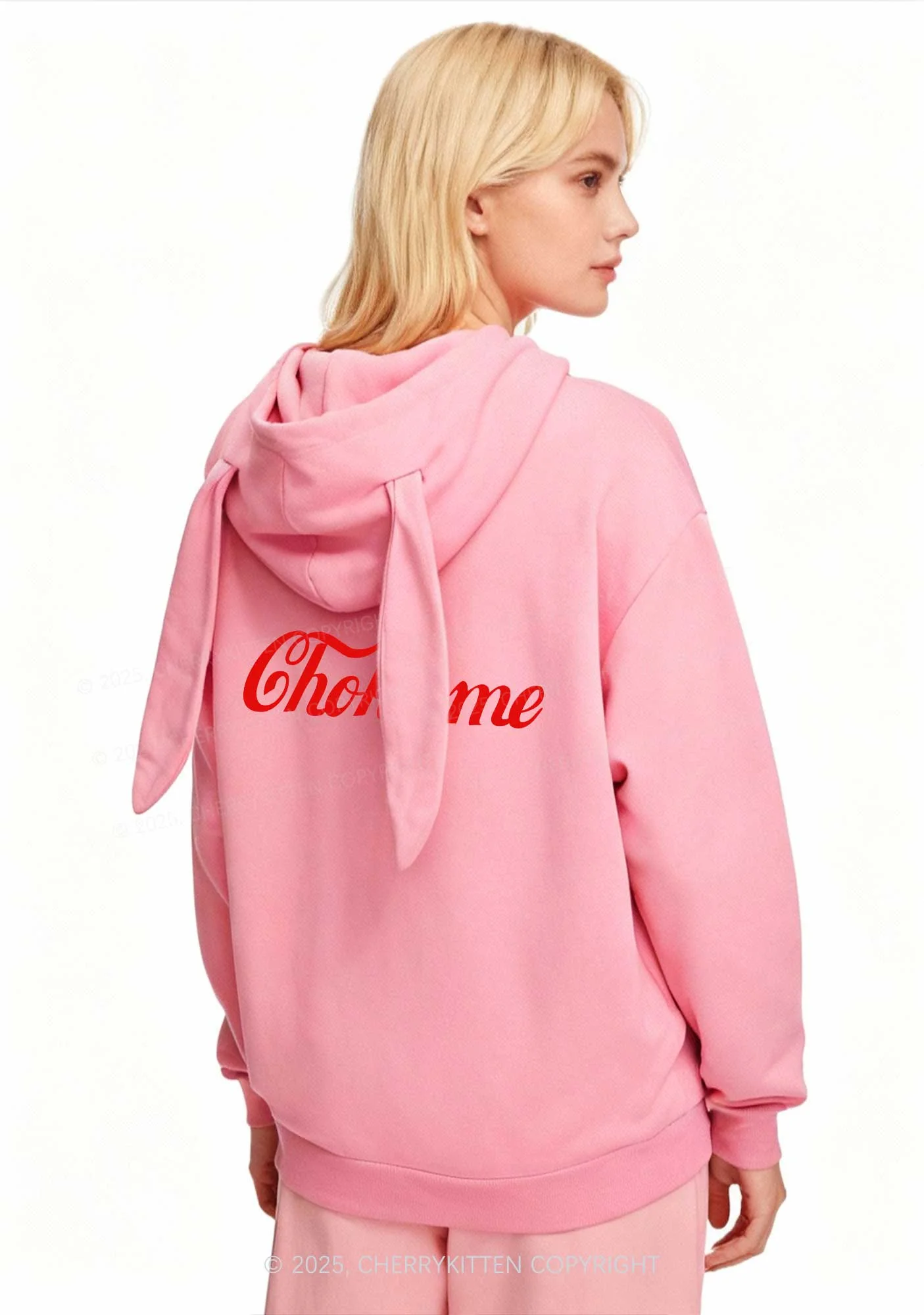 Choke Me Y2K Bunny Ear Zip Hoodie Cherrykitten - Image 2