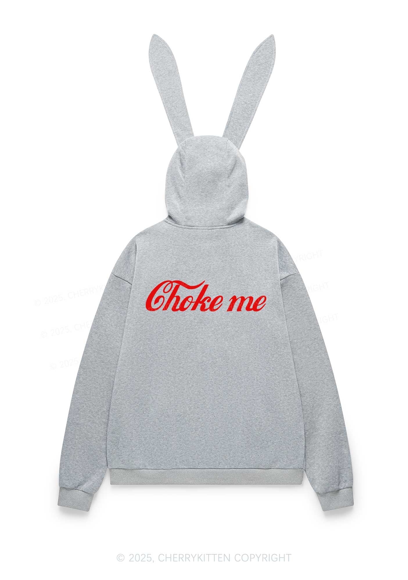 Choke Me Y2K Bunny Ear Zip Hoodie Cherrykitten - Image 3
