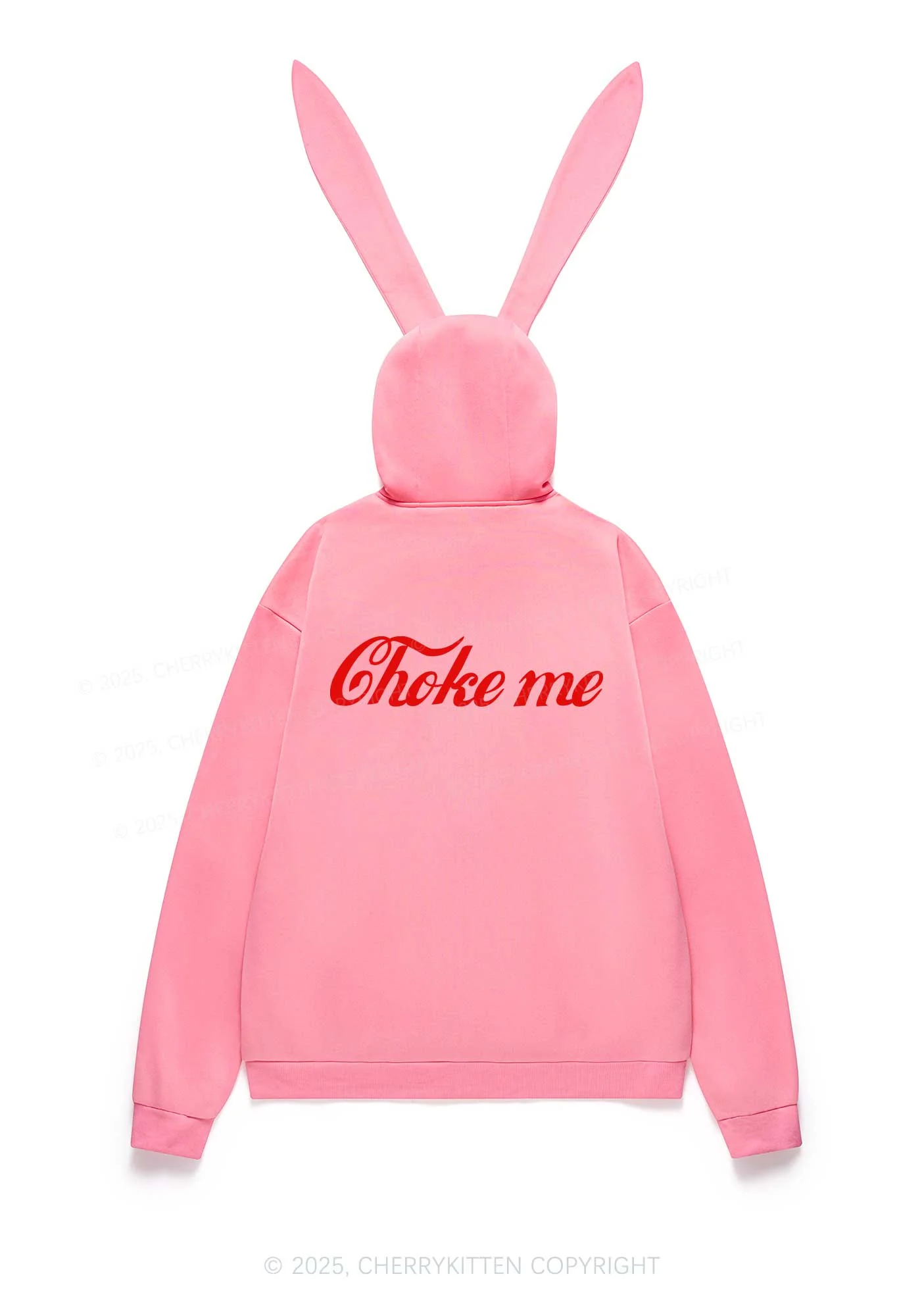 Choke Me Y2K Bunny Ear Zip Hoodie Cherrykitten - Image 4