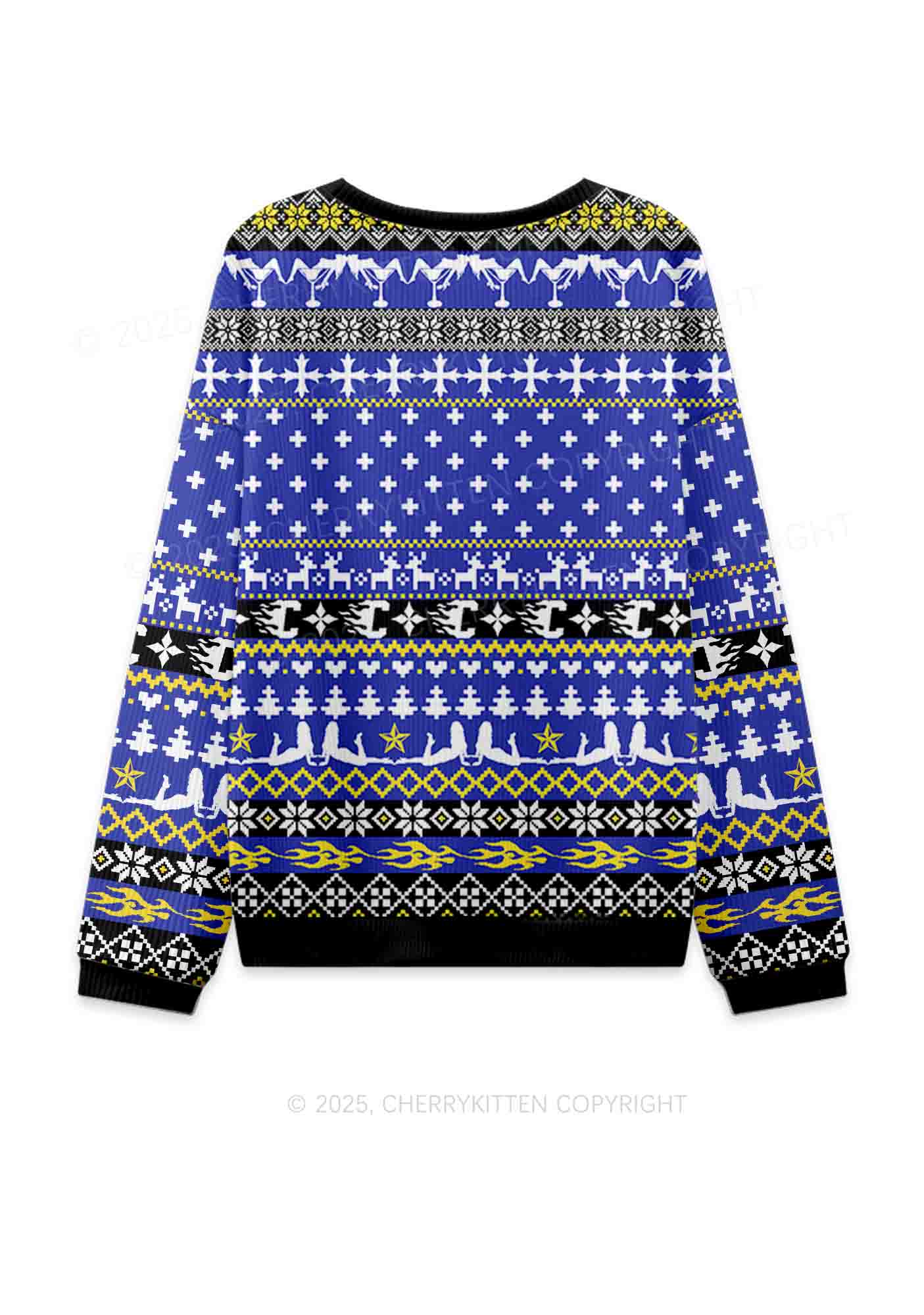 Choke Me Y2K Christmas Knit Sweatshirt Cherrykitten - Image 2