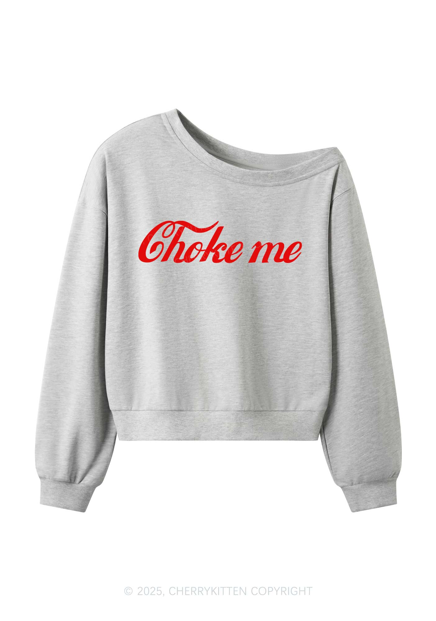 Choke Me Y2K Off Shoulder Sweatshirts Cherrykitten - Image 3