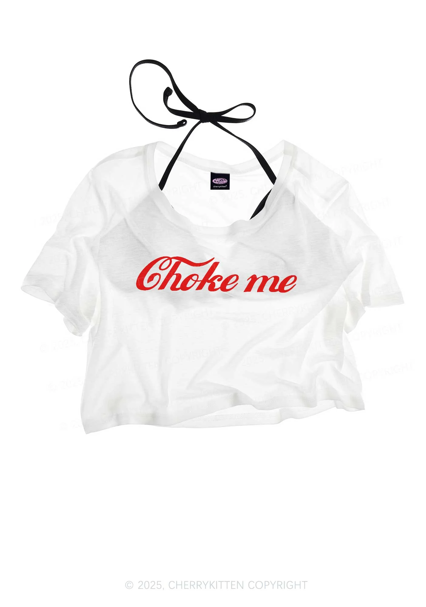 Choke Me Y2K Sheer Crop Tee Cherrykitten - Image 3