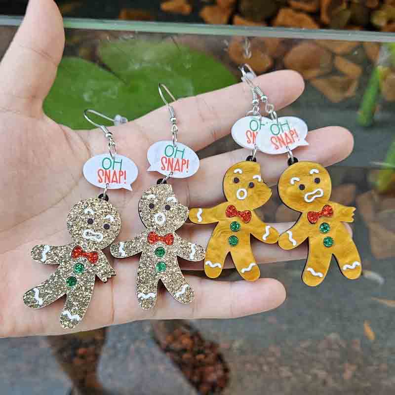 Christmas Acrylic Y2K Gingerbread Man Earrings Cherrykitten - Image 3