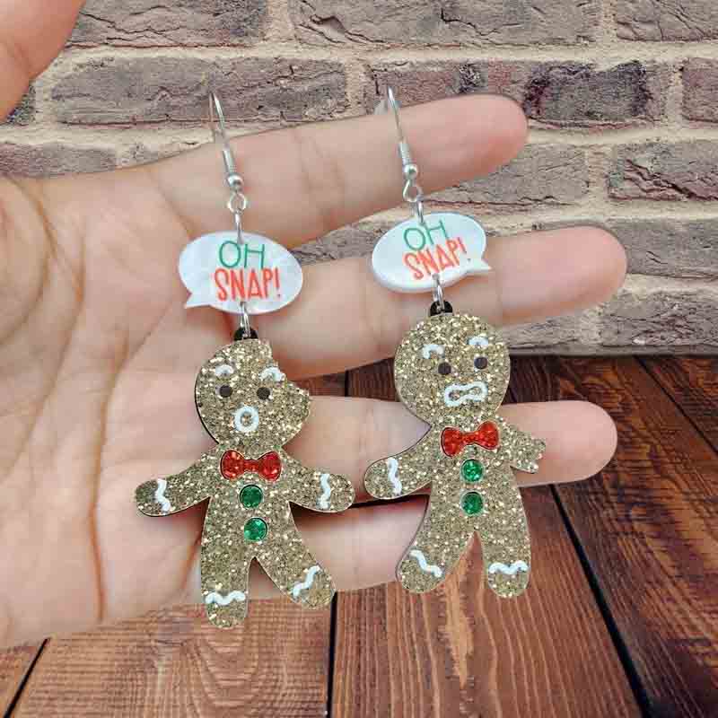 Christmas Acrylic Y2K Gingerbread Man Earrings Cherrykitten - Image 4