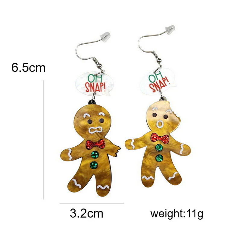 Christmas Acrylic Y2K Gingerbread Man Earrings Cherrykitten - Image 5