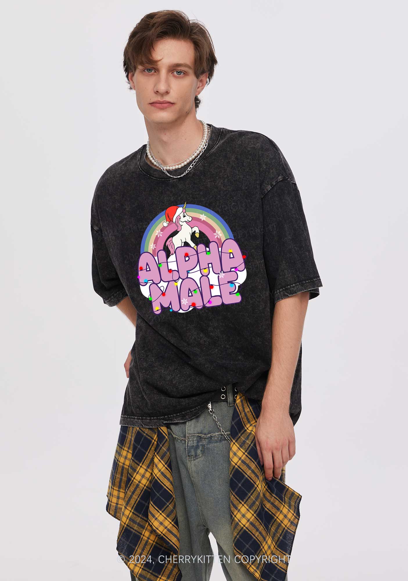Christmas Alpha Male Y2K Washed Tee Cherrykitten - Image 3