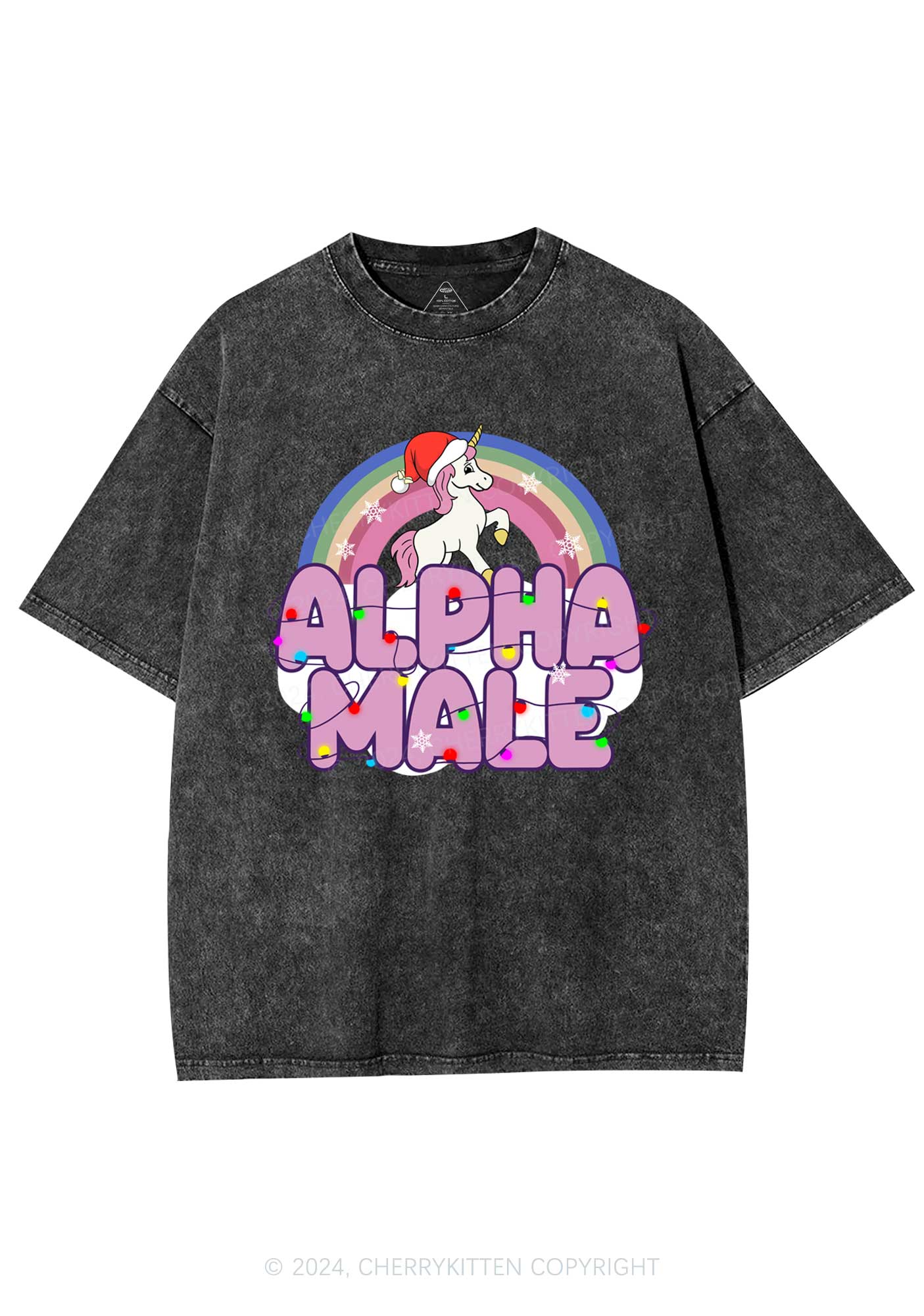 Christmas Alpha Male Y2K Washed Tee Cherrykitten - Image 4