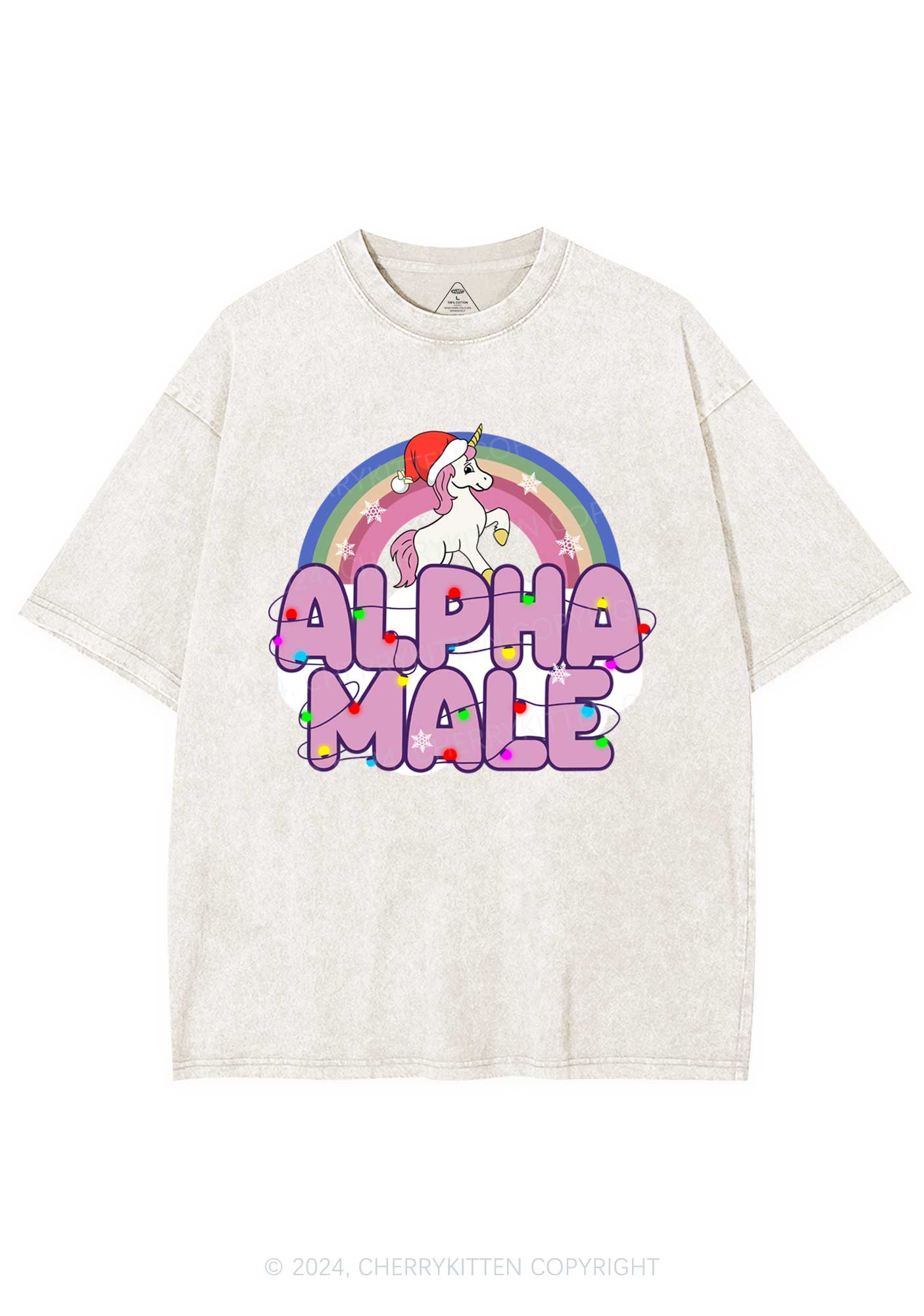 Christmas Alpha Male Y2K Washed Tee Cherrykitten - Image 5