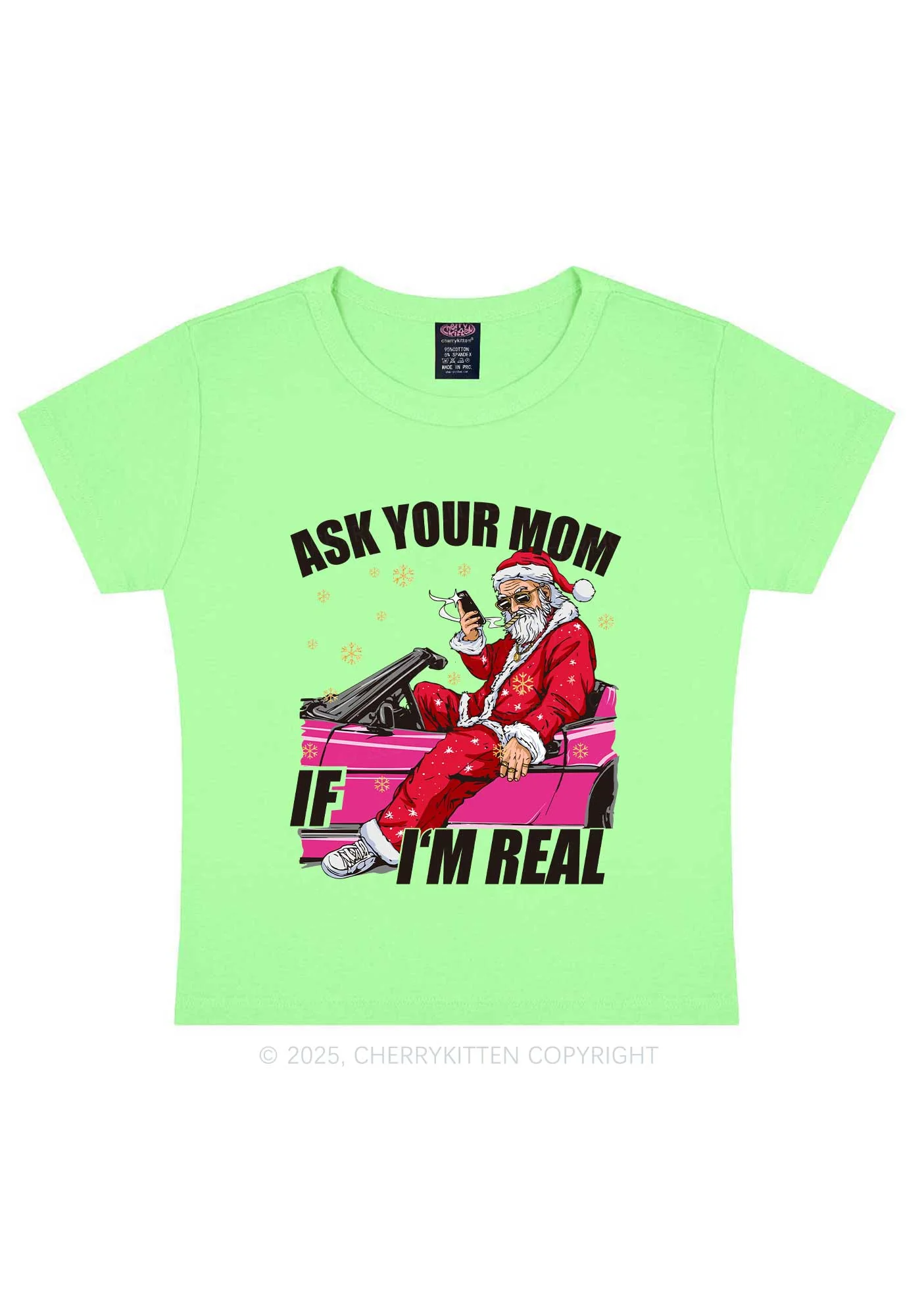 Christmas Ask Your Mom Y2K Baby Tee Cherrykitten - Image 11