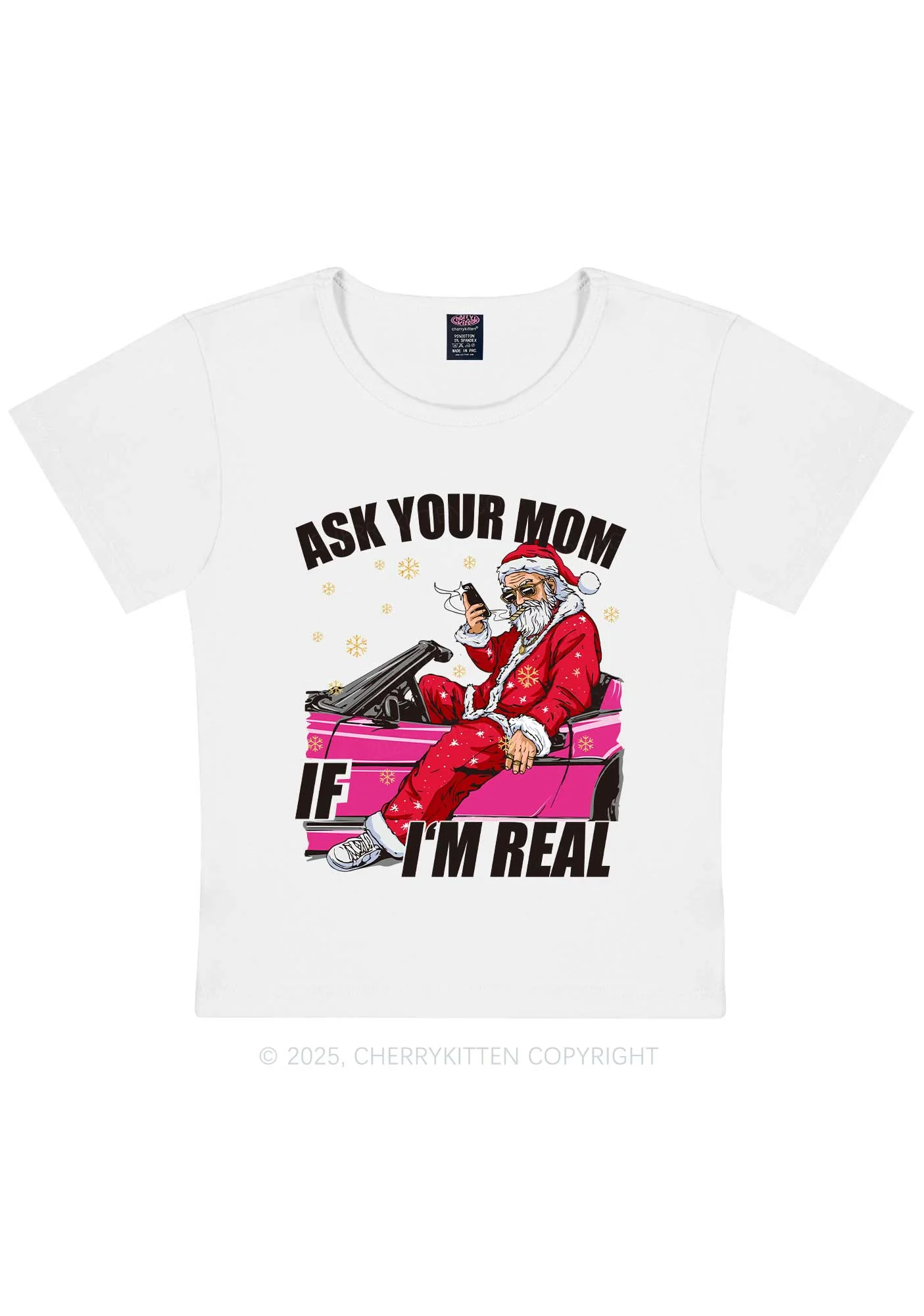 Christmas Ask Your Mom Y2K Baby Tee Cherrykitten - Image 3