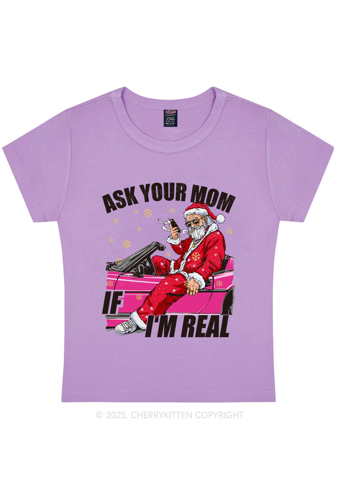 Christmas Ask Your Mom Y2K Baby Tee Cherrykitten - Image 4