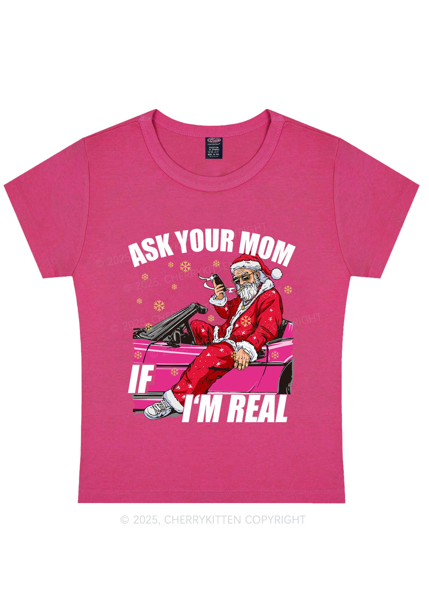 Christmas Ask Your Mom Y2K Baby Tee Cherrykitten - Image 5