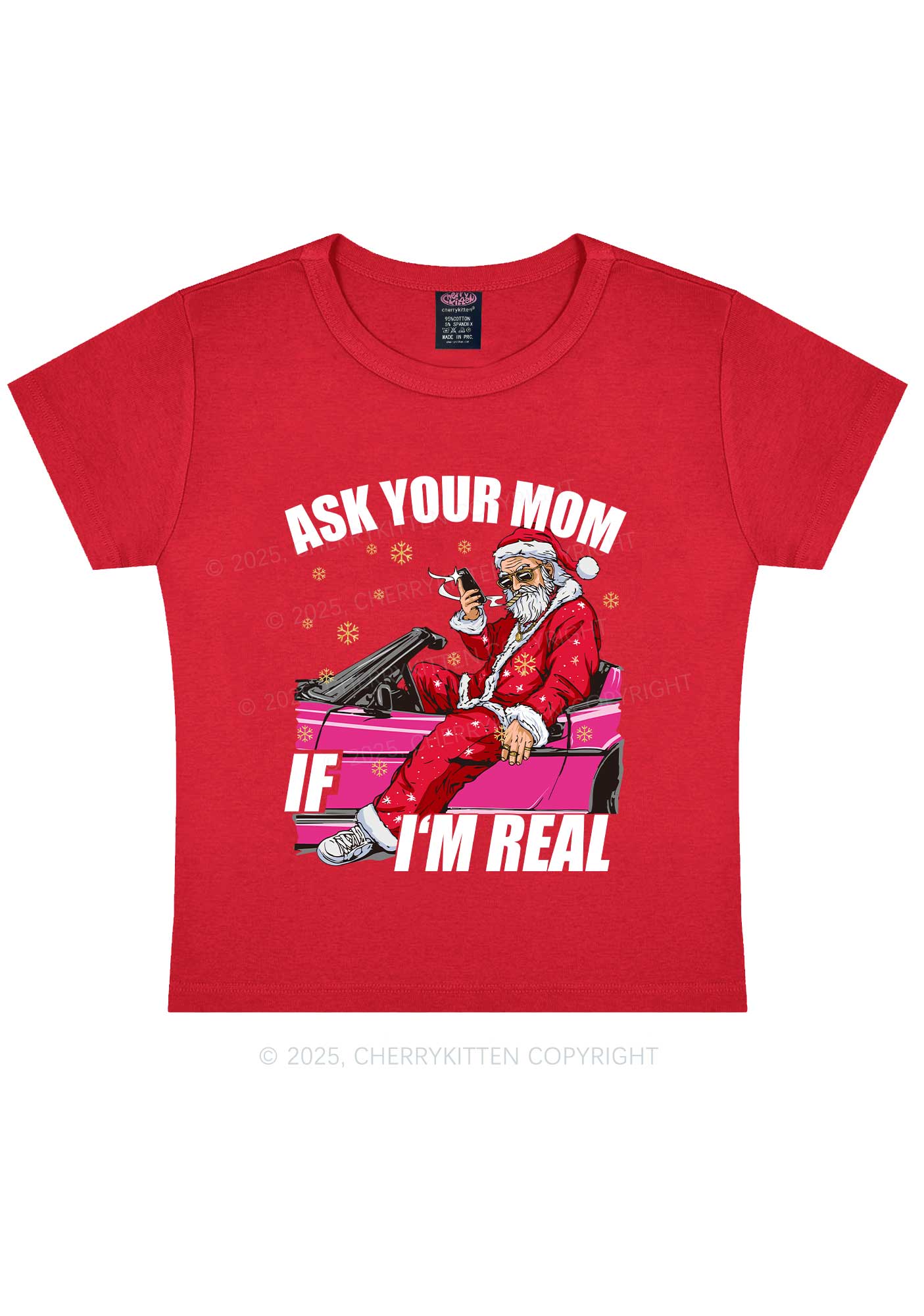 Christmas Ask Your Mom Y2K Baby Tee Cherrykitten - Image 6