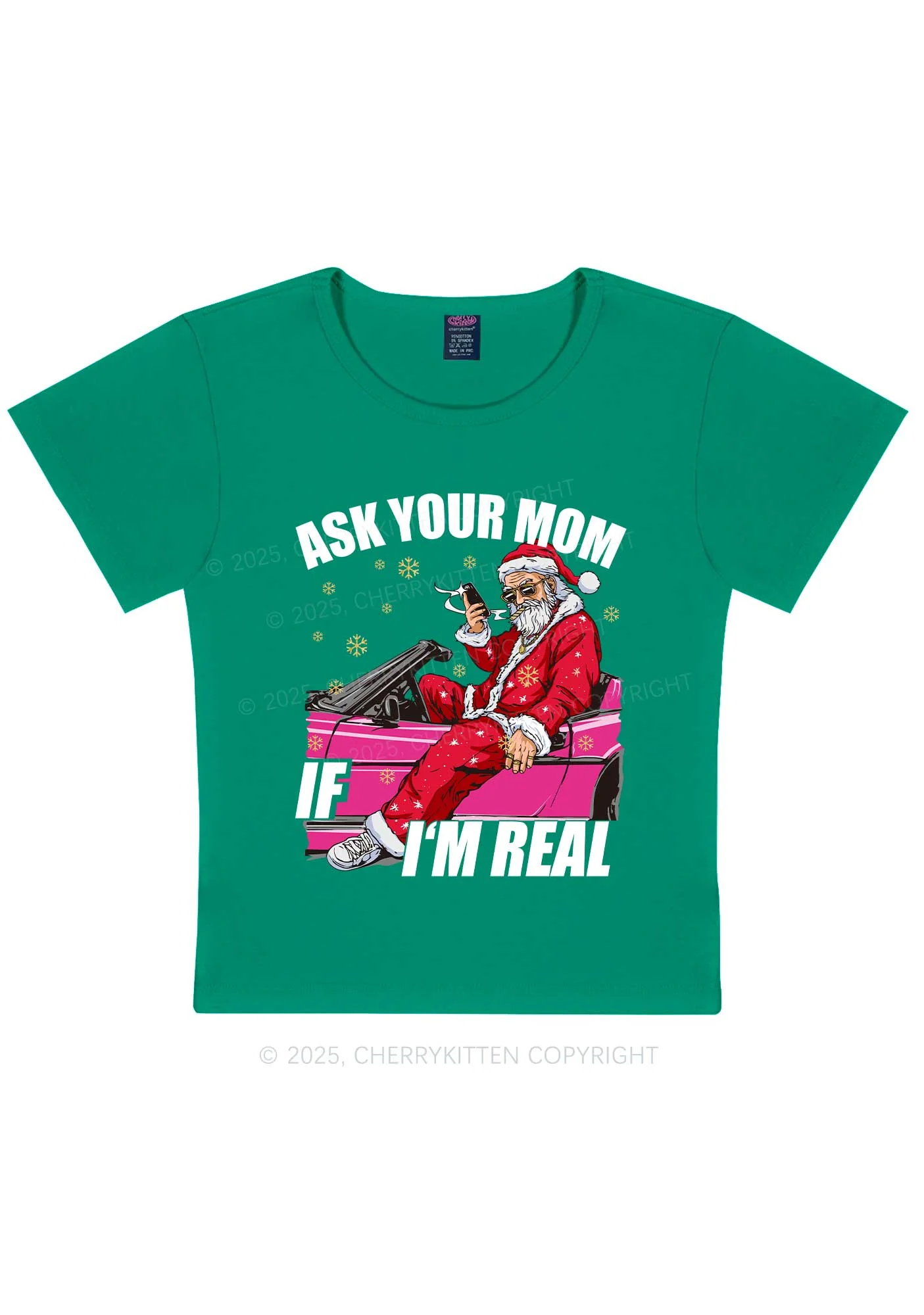 Christmas Ask Your Mom Y2K Baby Tee Cherrykitten - Image 9