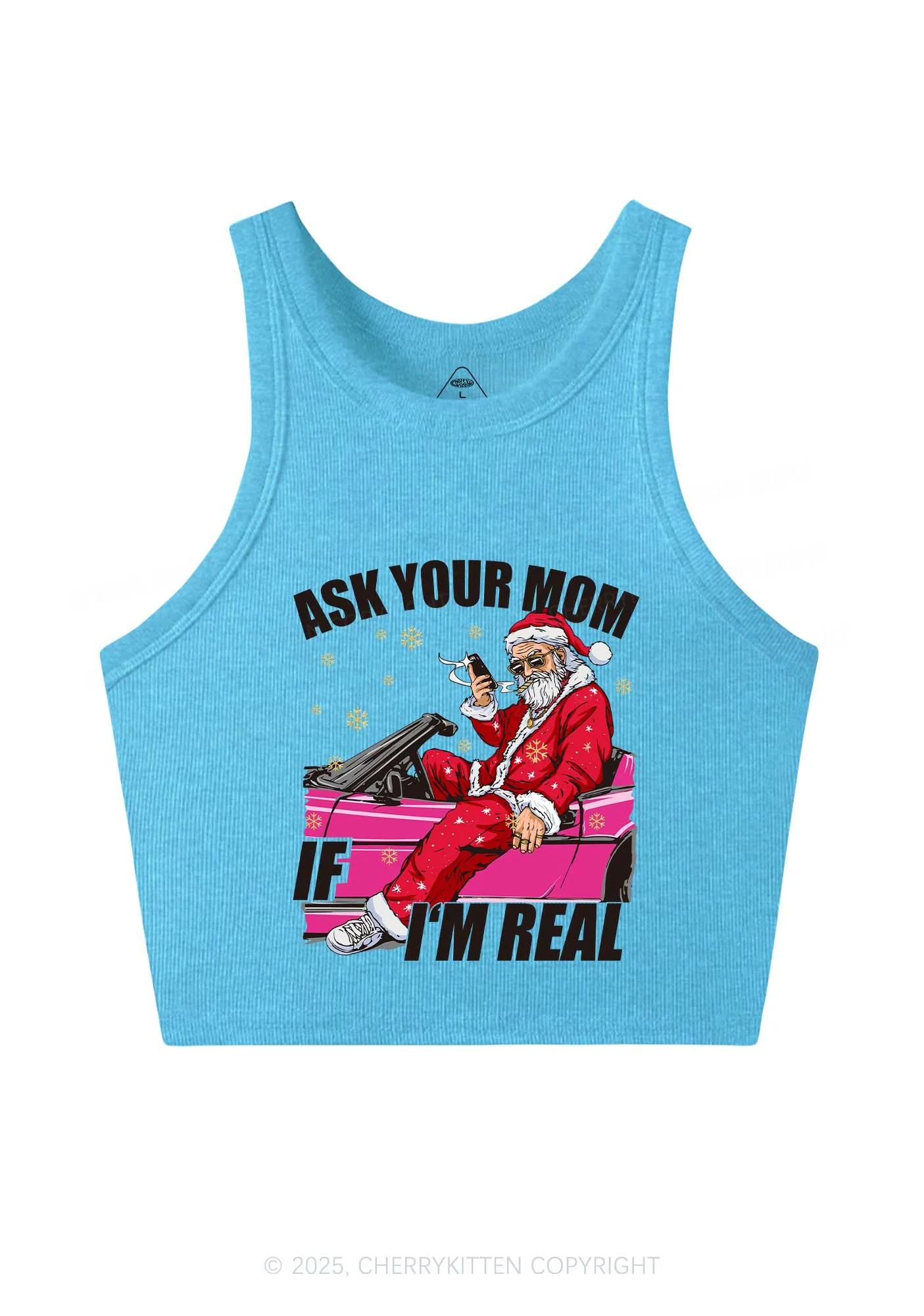 Christmas Ask Your Mom Y2K Crop Tank Top Cherrykitten - Image 3