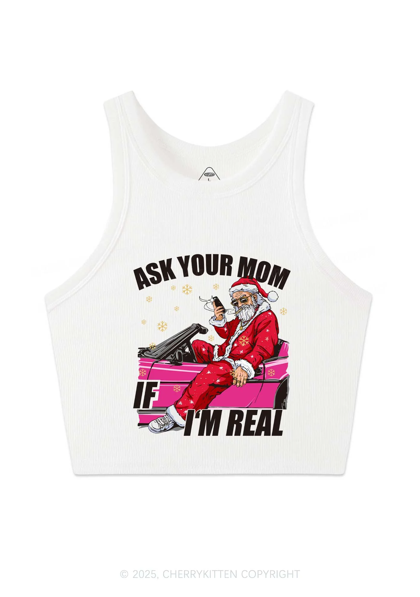 Christmas Ask Your Mom Y2K Crop Tank Top Cherrykitten - Image 4