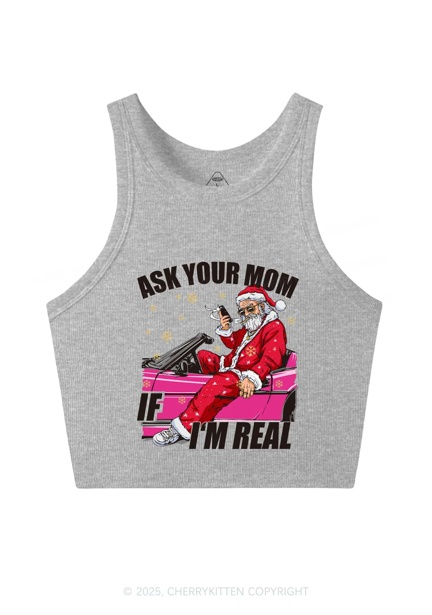 Christmas Ask Your Mom Y2K Crop Tank Top Cherrykitten - Image 5