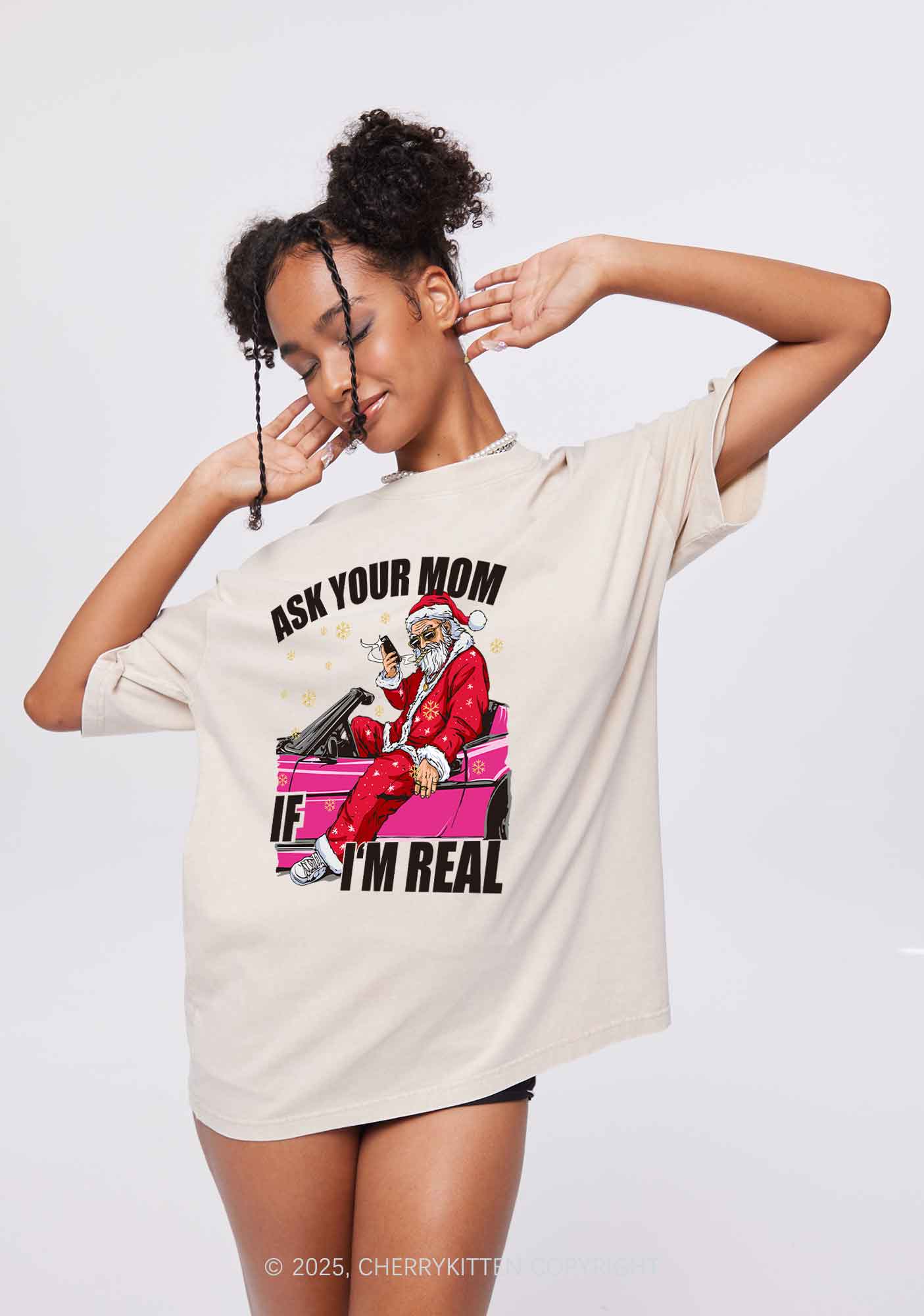 Christmas Ask Your Mom Y2K Shirts Washed Tee Cherrykitten - Image 2