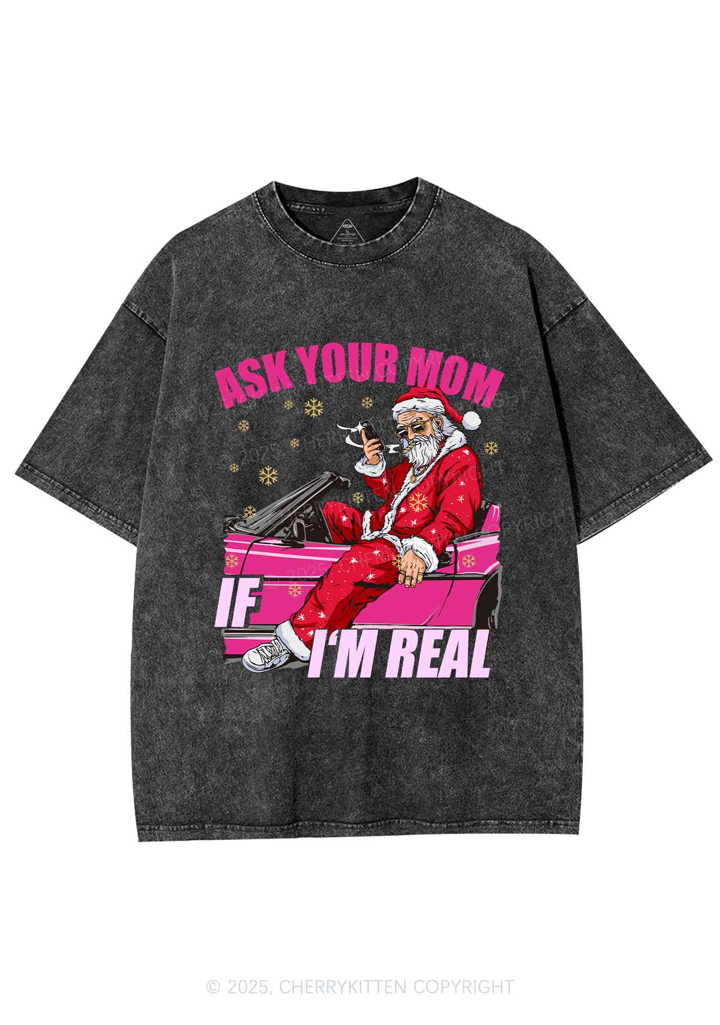 Christmas Ask Your Mom Y2K Shirts Washed Tee Cherrykitten - Image 3
