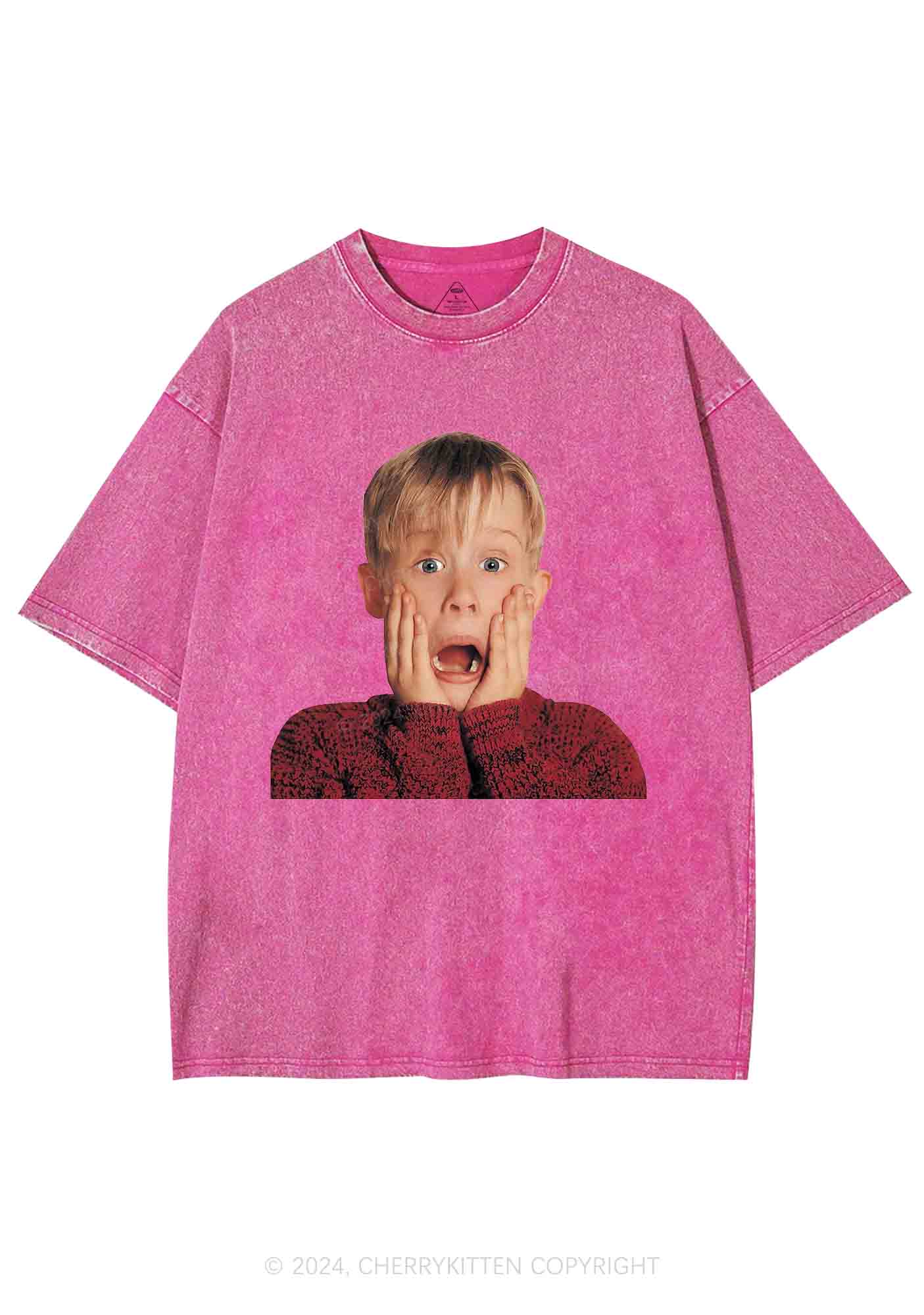 Christmas At Home Alone Y2K Washed Tee Cherrykitten - Image 5