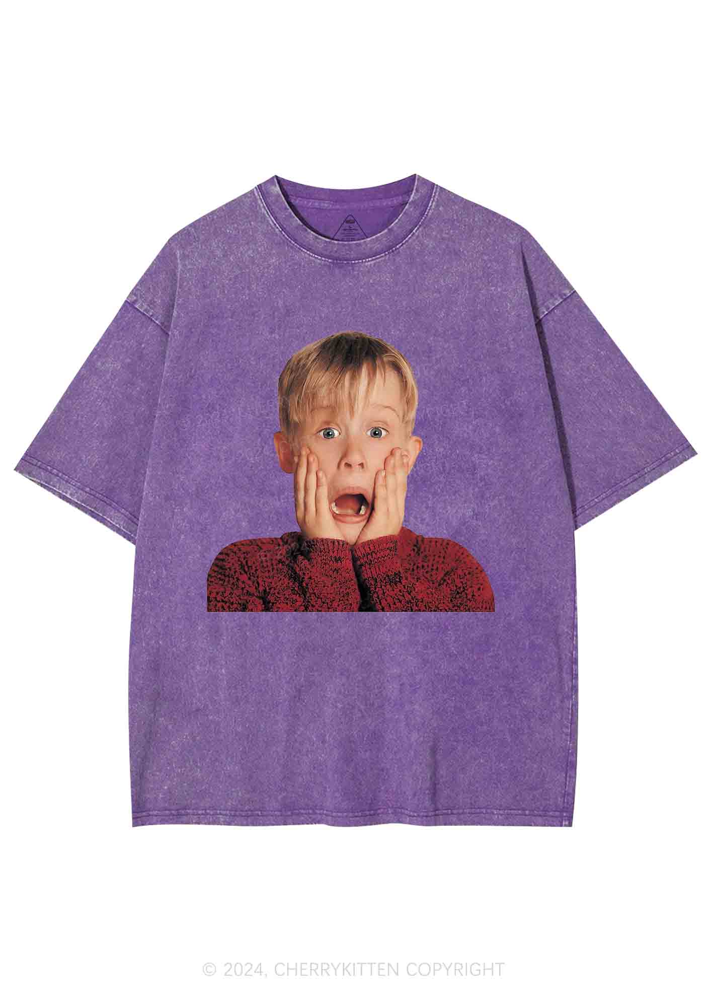 Christmas At Home Alone Y2K Washed Tee Cherrykitten - Image 6