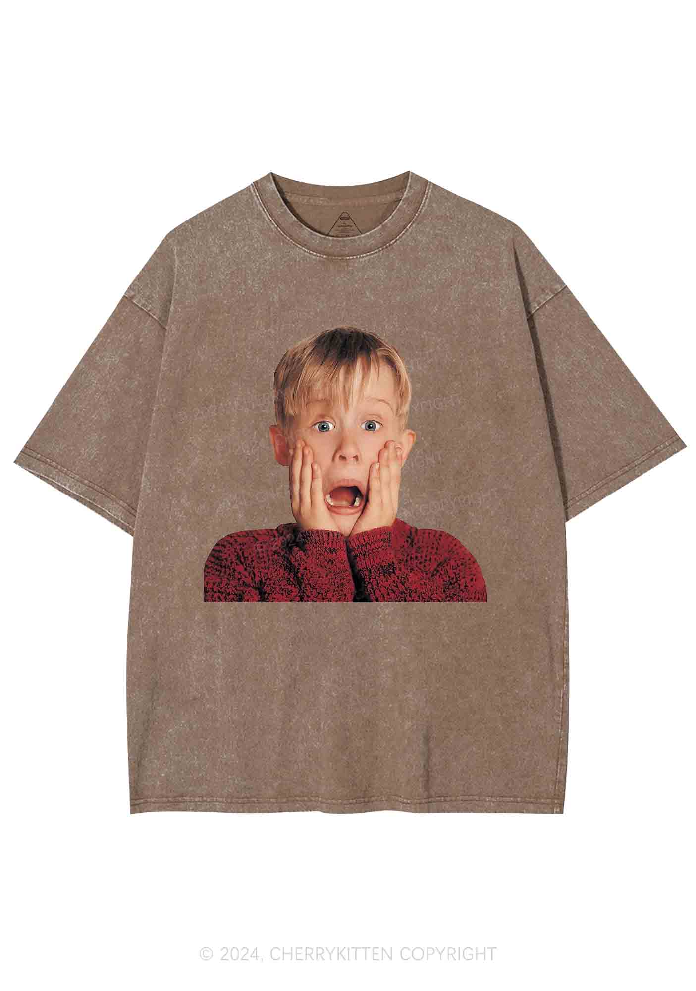 Christmas At Home Alone Y2K Washed Tee Cherrykitten - Image 7