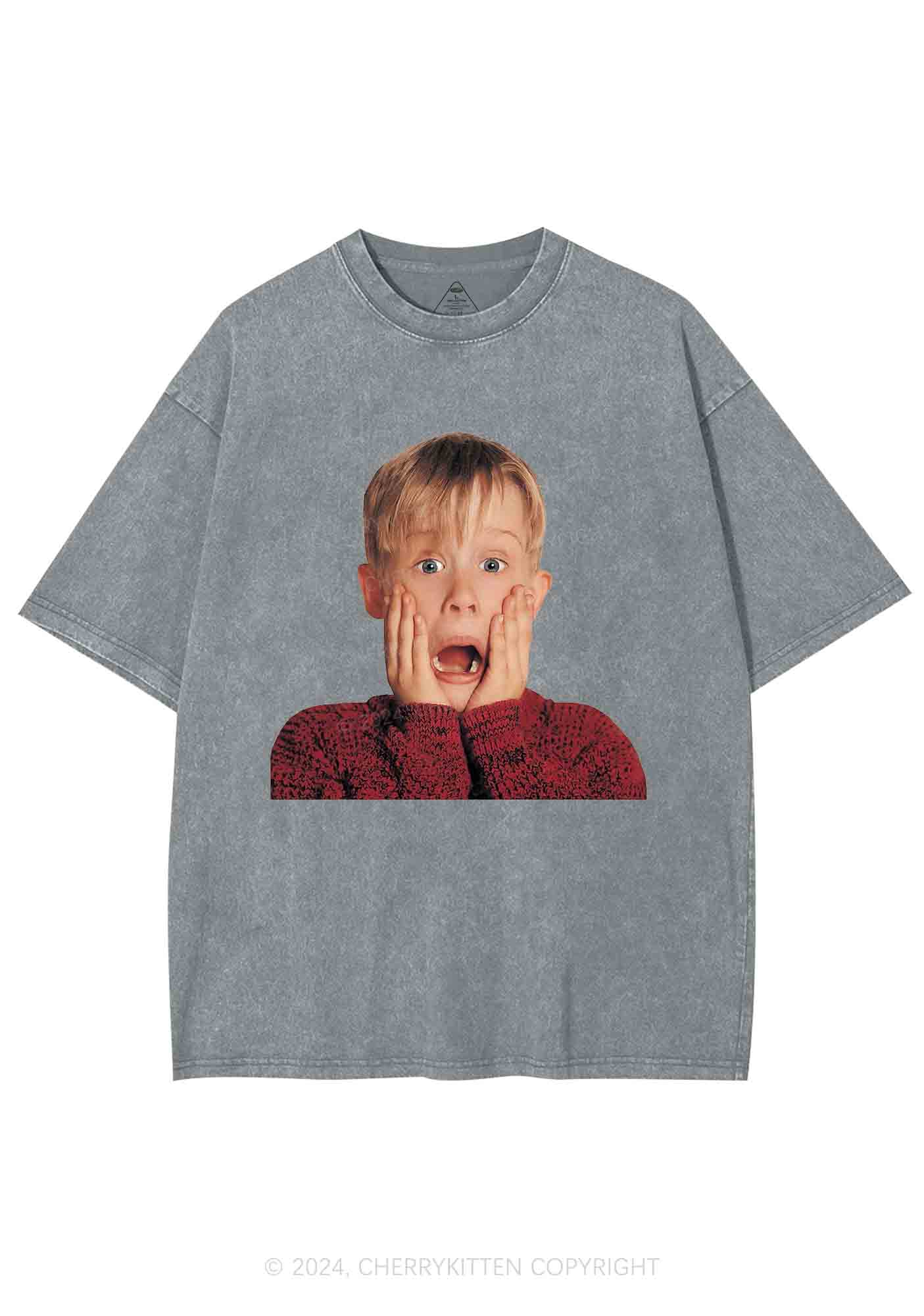 Christmas At Home Alone Y2K Washed Tee Cherrykitten - Image 8