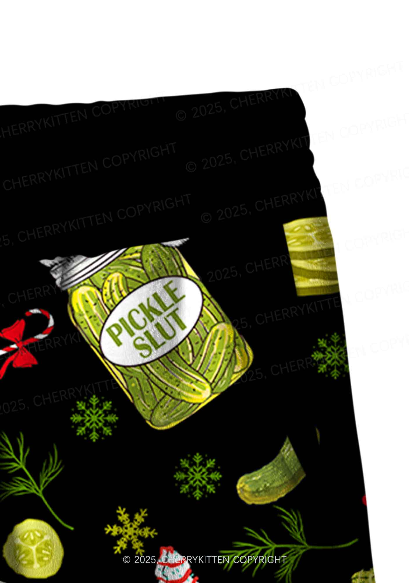 Christmas Black Pickle Y2K Fleece Long Sleeve Pajama Set Cherrykitten - Image 6