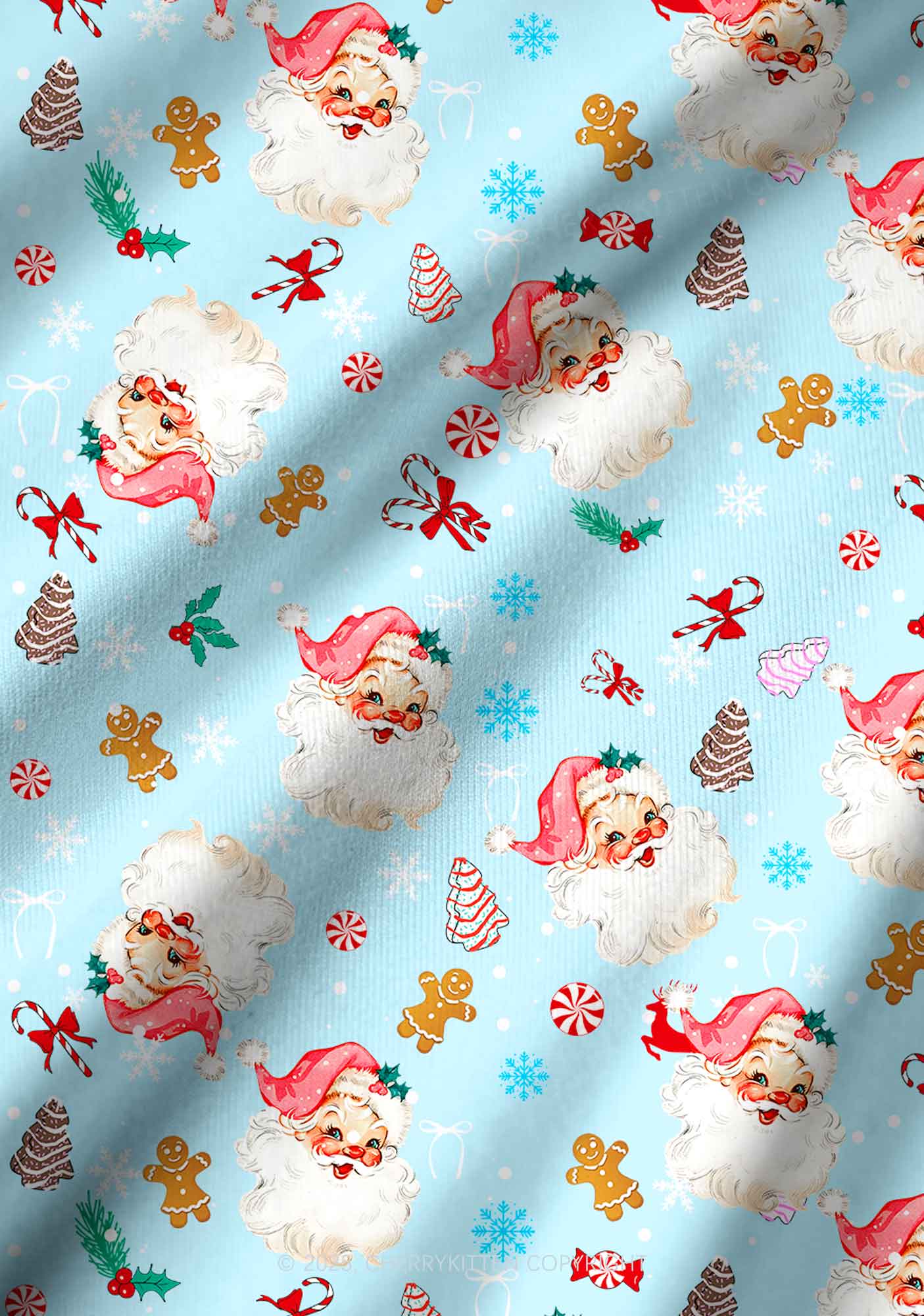 Christmas Blue Santa Y2K Print Long Sleeve Pajama Set Cherrykitten - Image 5