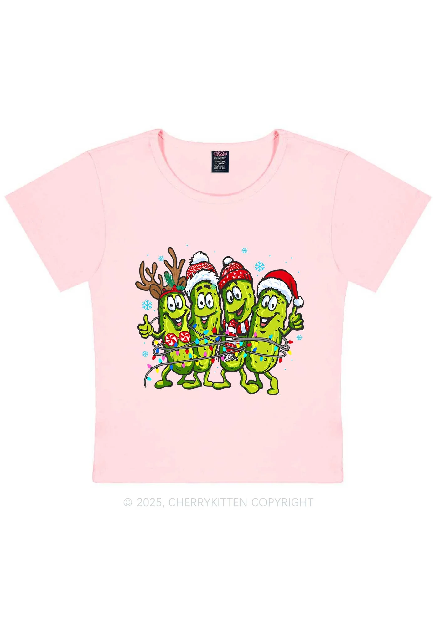 Christmas Cheerful Pickles Y2K Baby Tee Cherrykitten - Image 10