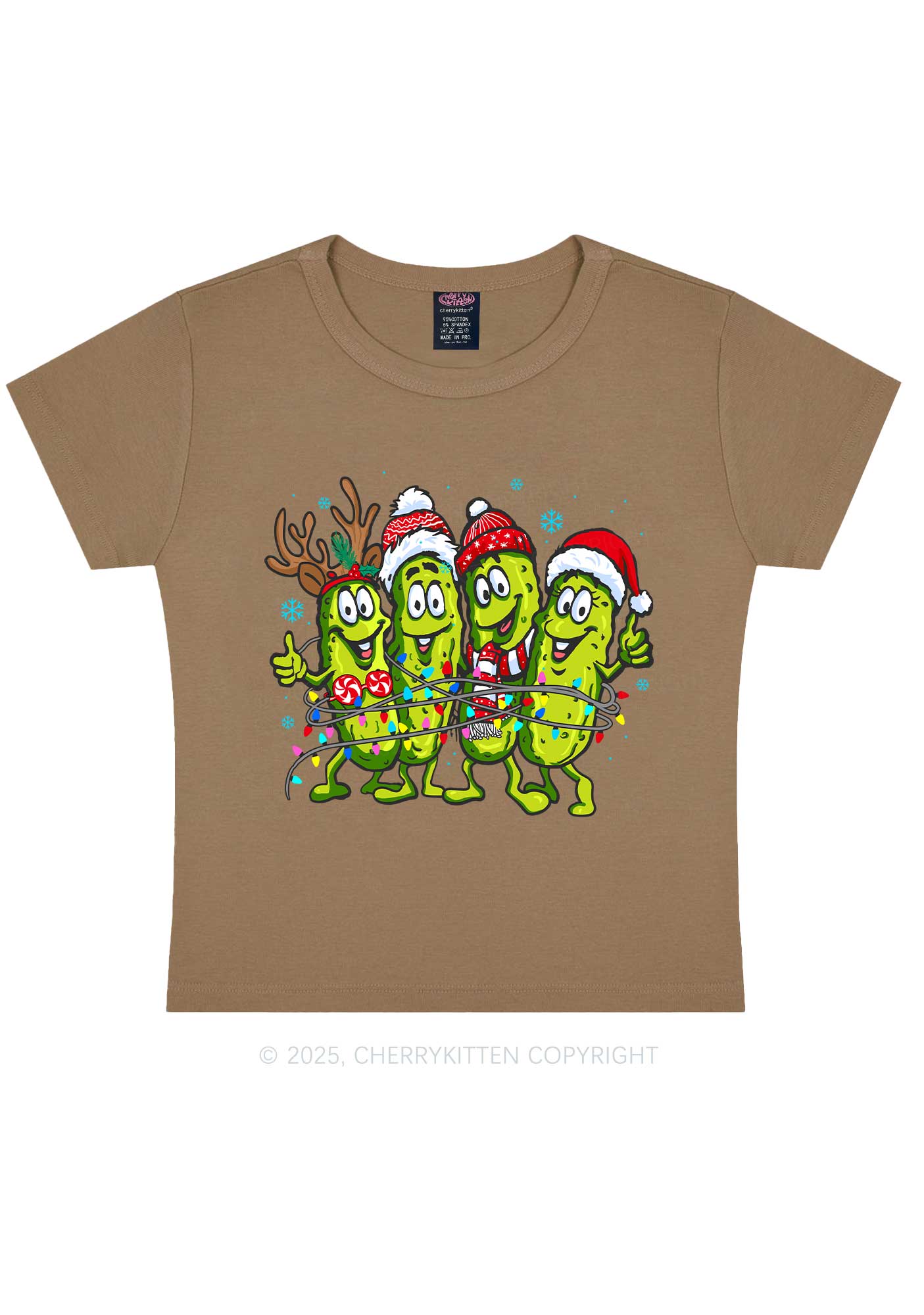 Christmas Cheerful Pickles Y2K Baby Tee Cherrykitten - Image 11