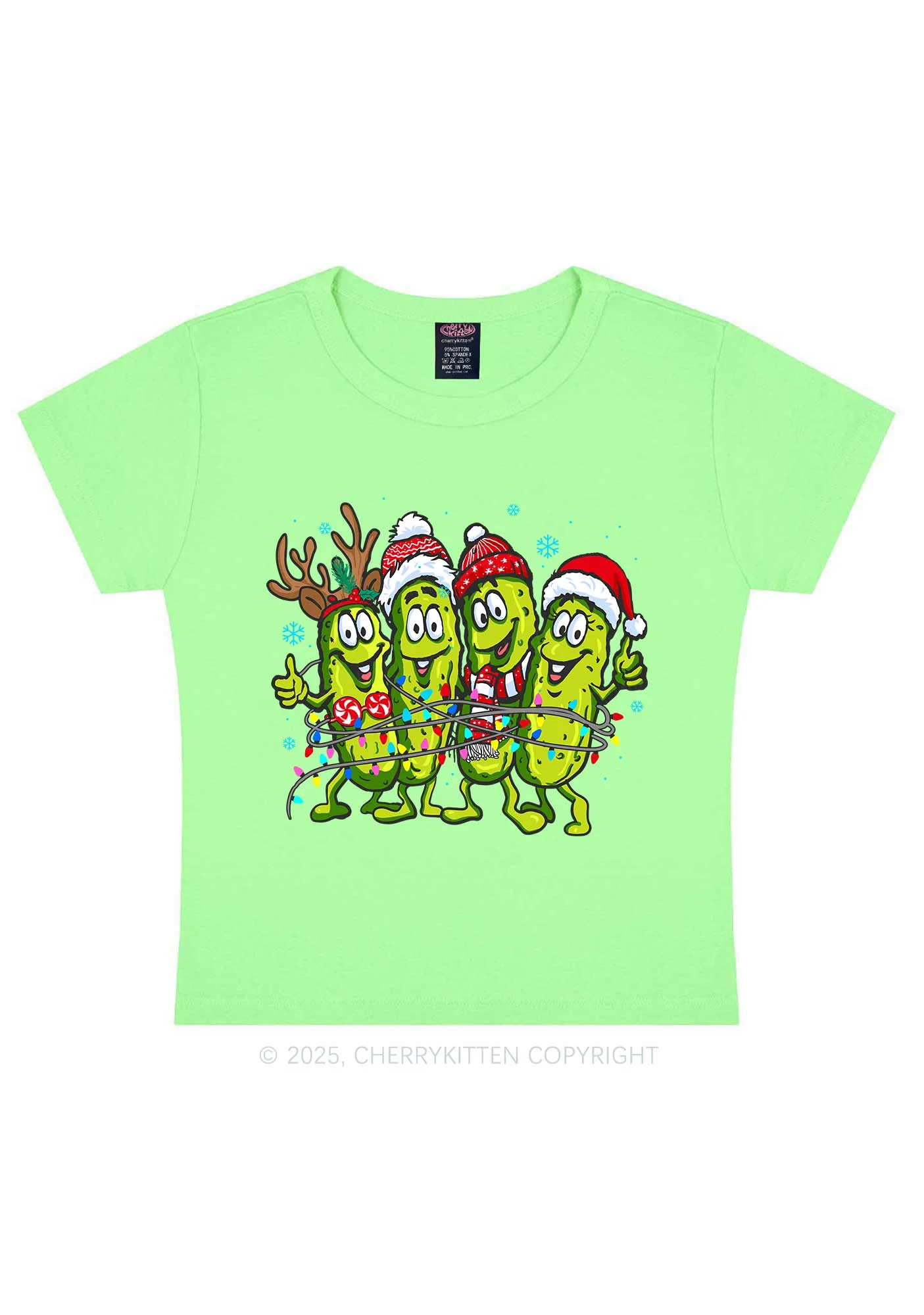 Christmas Cheerful Pickles Y2K Baby Tee Cherrykitten - Image 12