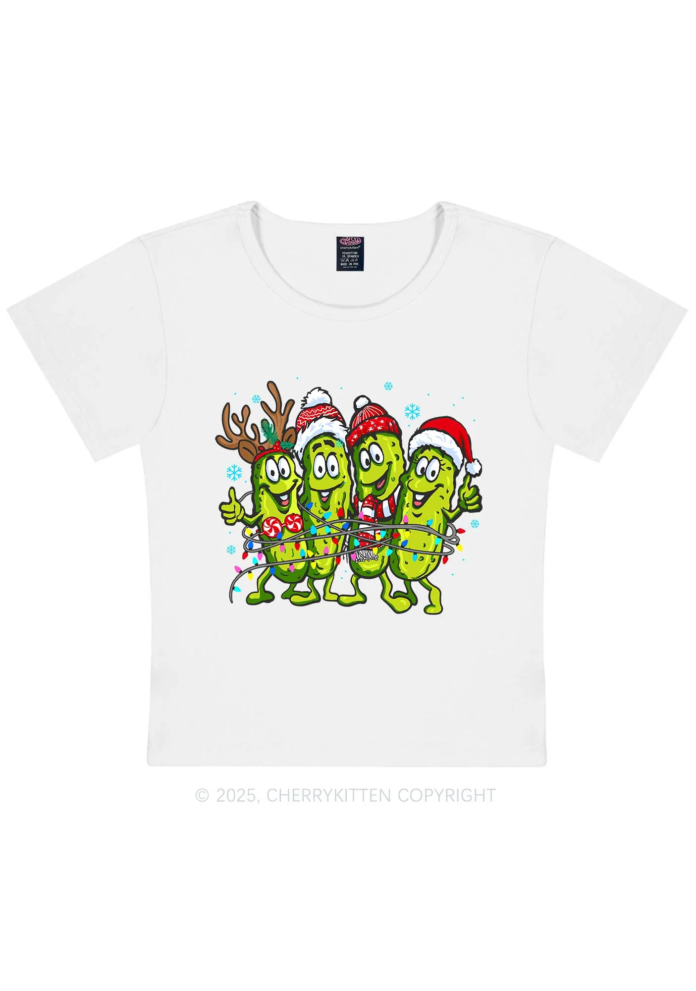 Christmas Cheerful Pickles Y2K Baby Tee Cherrykitten - Image 4