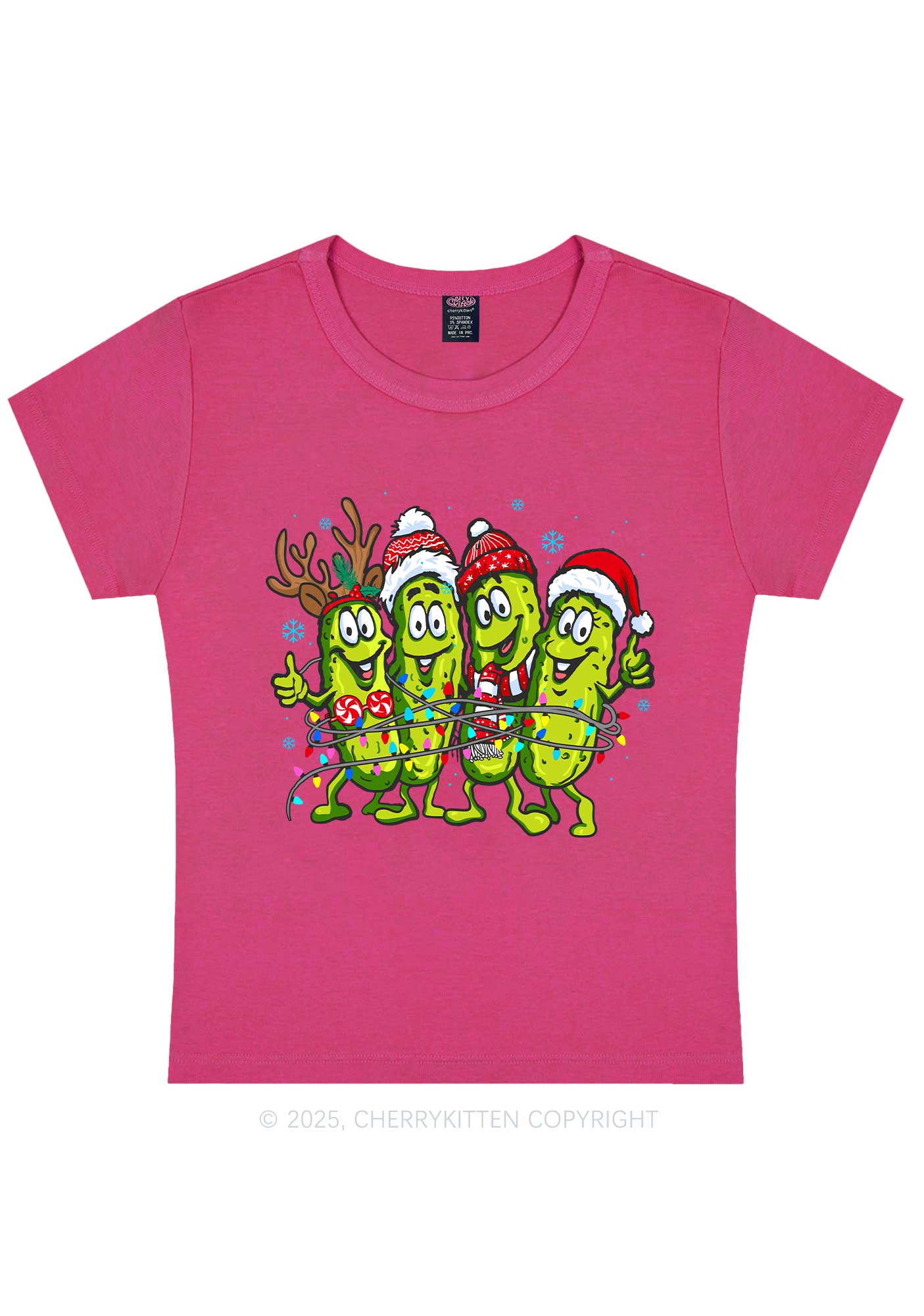 Christmas Cheerful Pickles Y2K Baby Tee Cherrykitten - Image 5