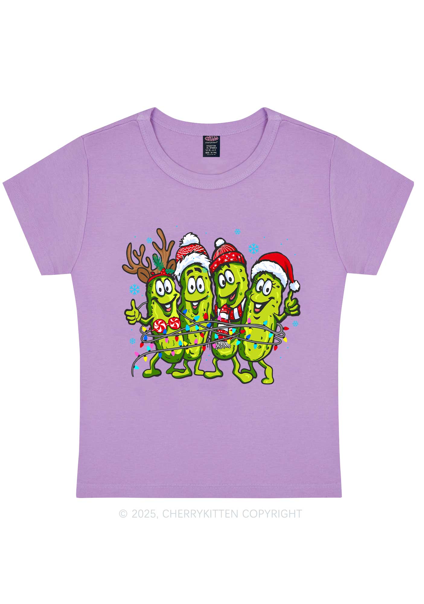 Christmas Cheerful Pickles Y2K Baby Tee Cherrykitten - Image 6