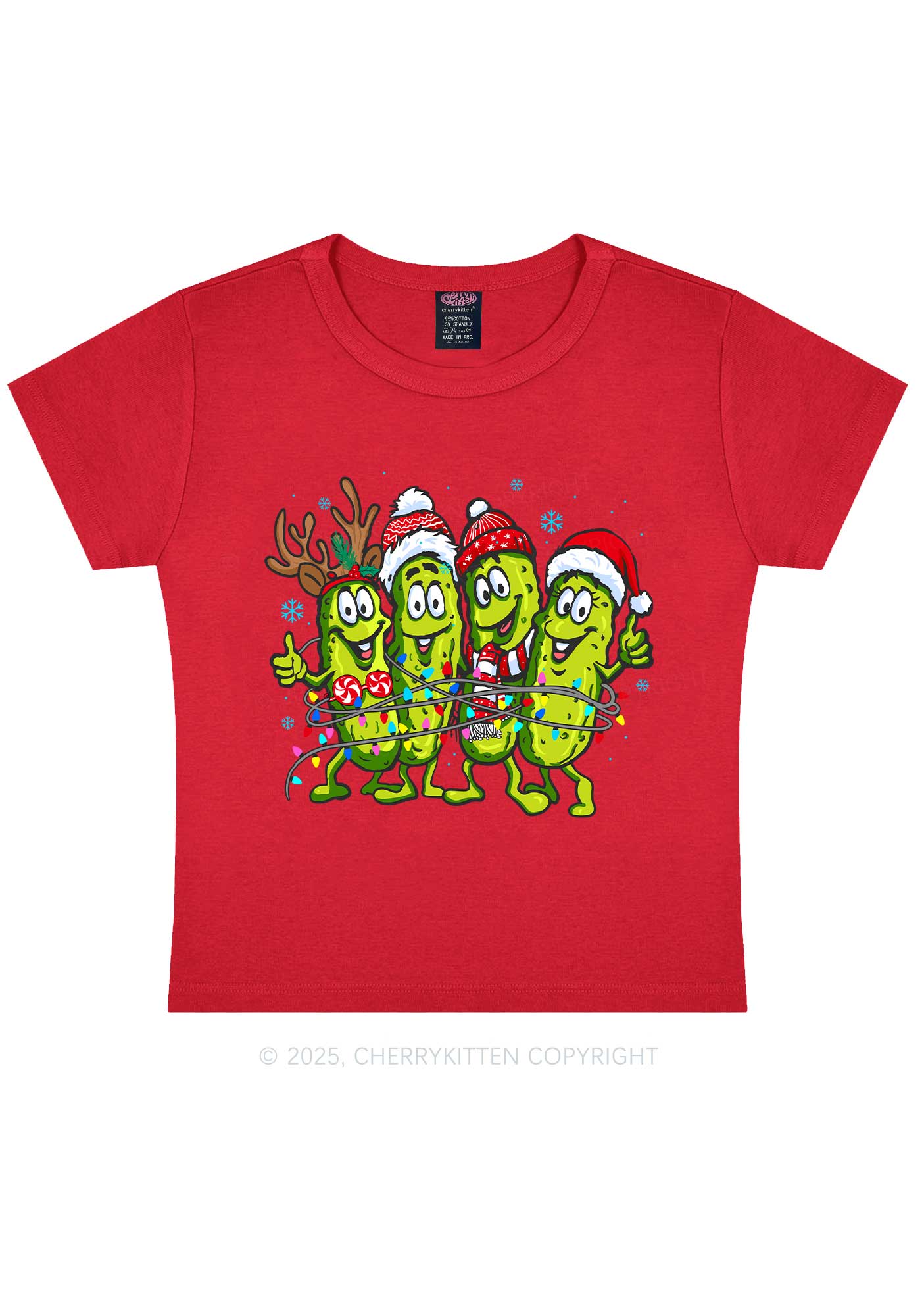 Christmas Cheerful Pickles Y2K Baby Tee Cherrykitten - Image 7