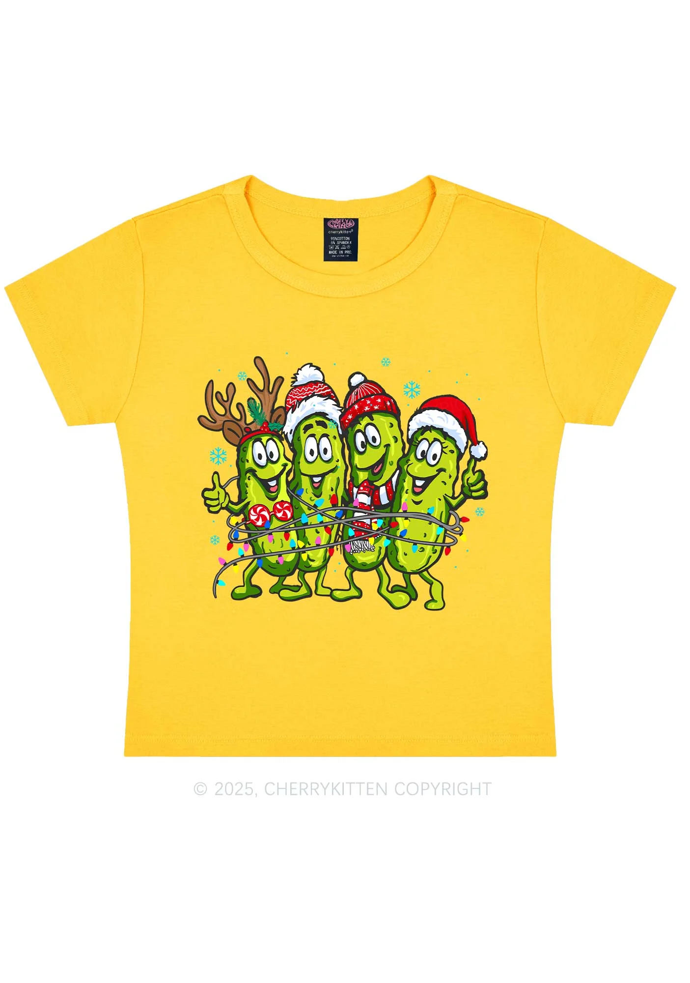 Christmas Cheerful Pickles Y2K Baby Tee Cherrykitten - Image 8