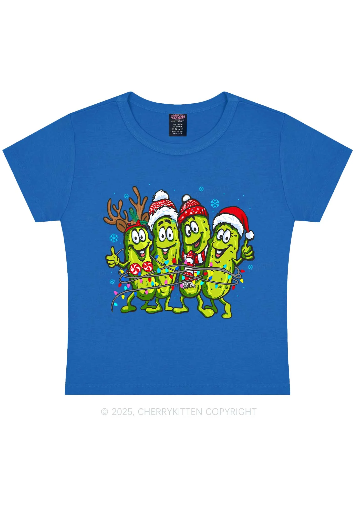 Christmas Cheerful Pickles Y2K Baby Tee Cherrykitten - Image 9
