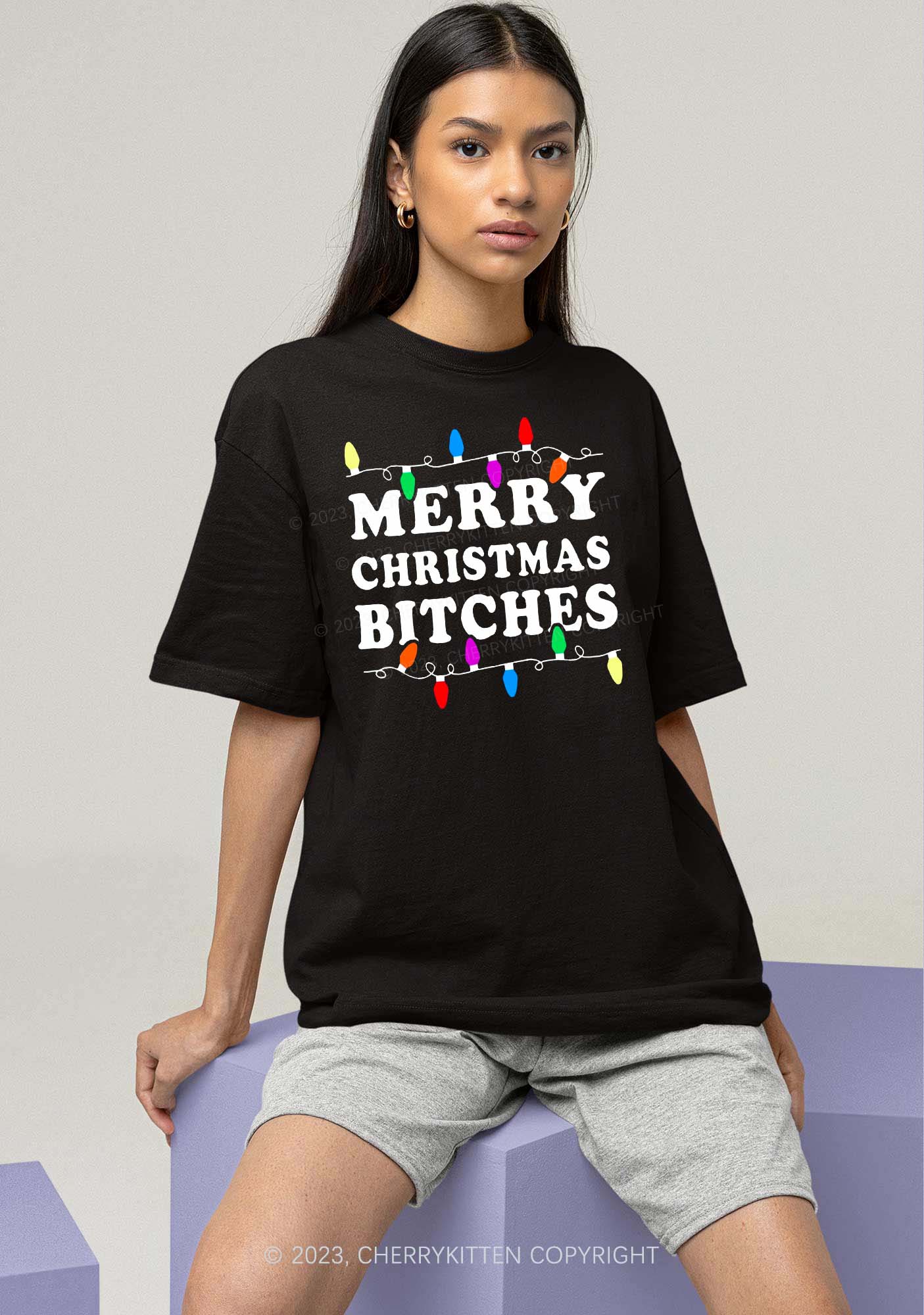 Christmas Colored Lights Chunky Shirt Cherrykitten - Image 2