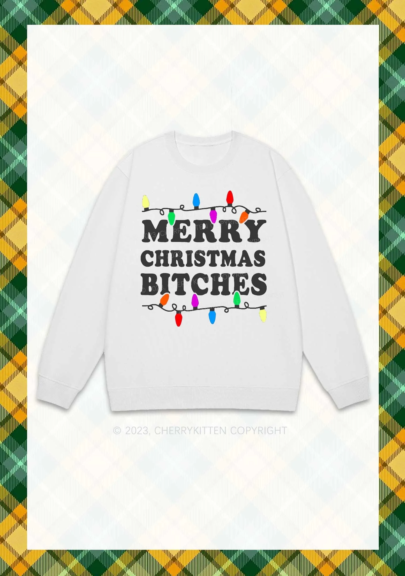 Christmas Colored Lights Y2K Sweatshirt Cherrykitten - Image 3